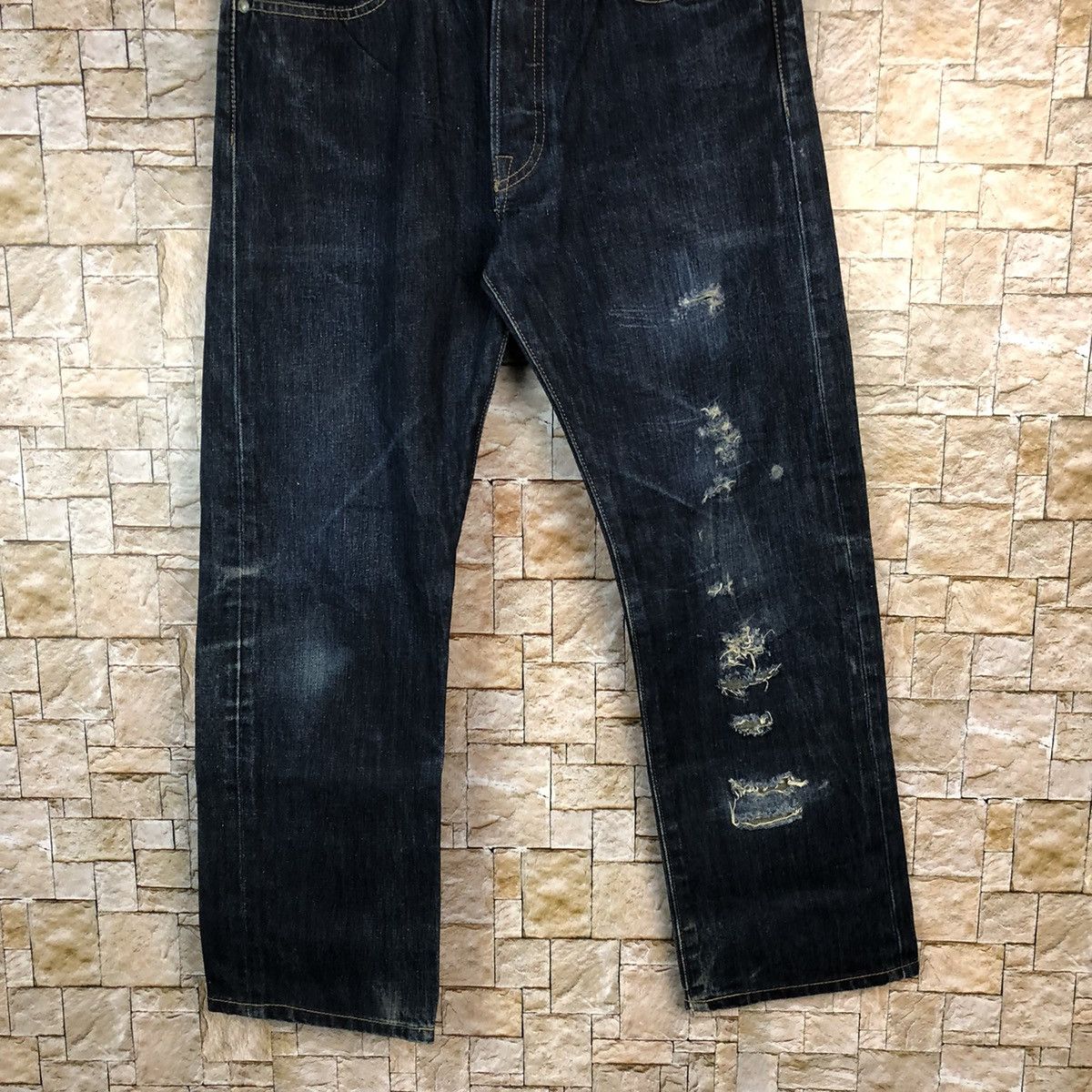 Levi's Levis Blue Distressed ripped jeans Denim #A995 Size US 31 - 3 Thumbnail