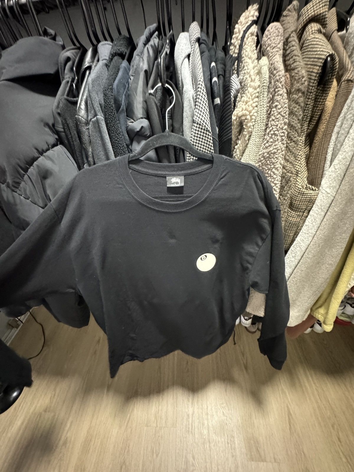 image of Stussy 8 Ball Corp Long sleeve Tee Size L in Black, Men's