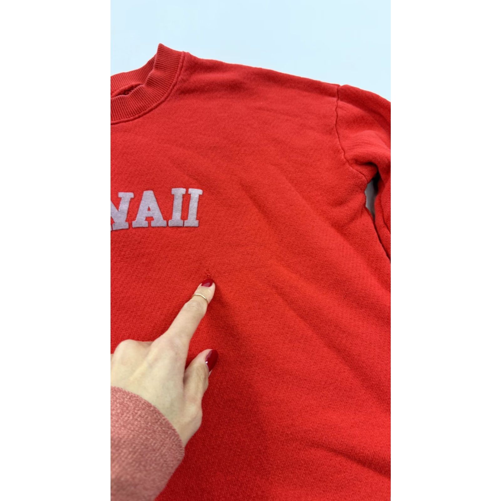 Madewell VINTAGE Madewell Sweater Womens XS Red Cropped Cotton Pullover Crewneck Mile(s) Hawaii Size XS / US 0-2 / IT 36-38 - 4 Thumbnail