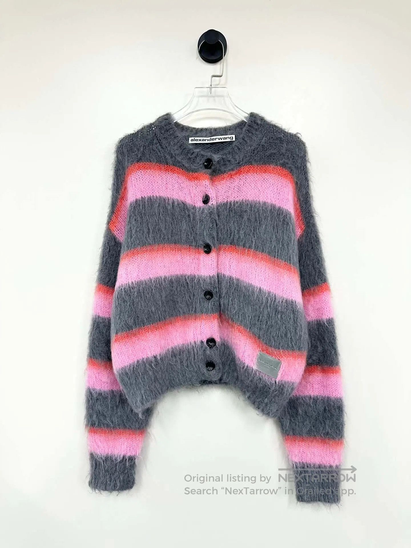 Alexander Wang Alexander Wang Gray and Pink Color Blocked Striped Mohair Size S / US 4 / IT 40 - 1 Thumbnail
