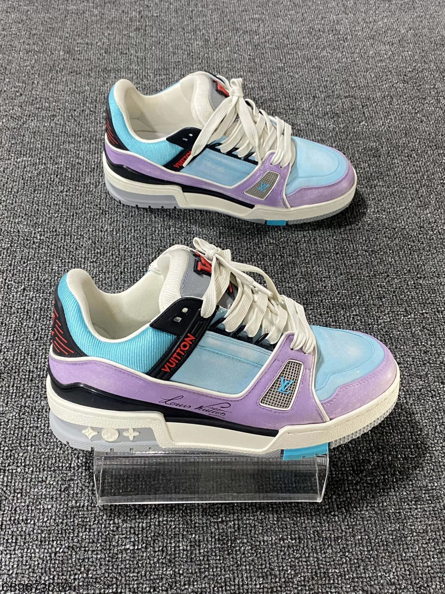 Louis Vuitton LV Trainer blue purple macaron 98 new 36.5 Size US 6 / IT 36 - 4 Thumbnail