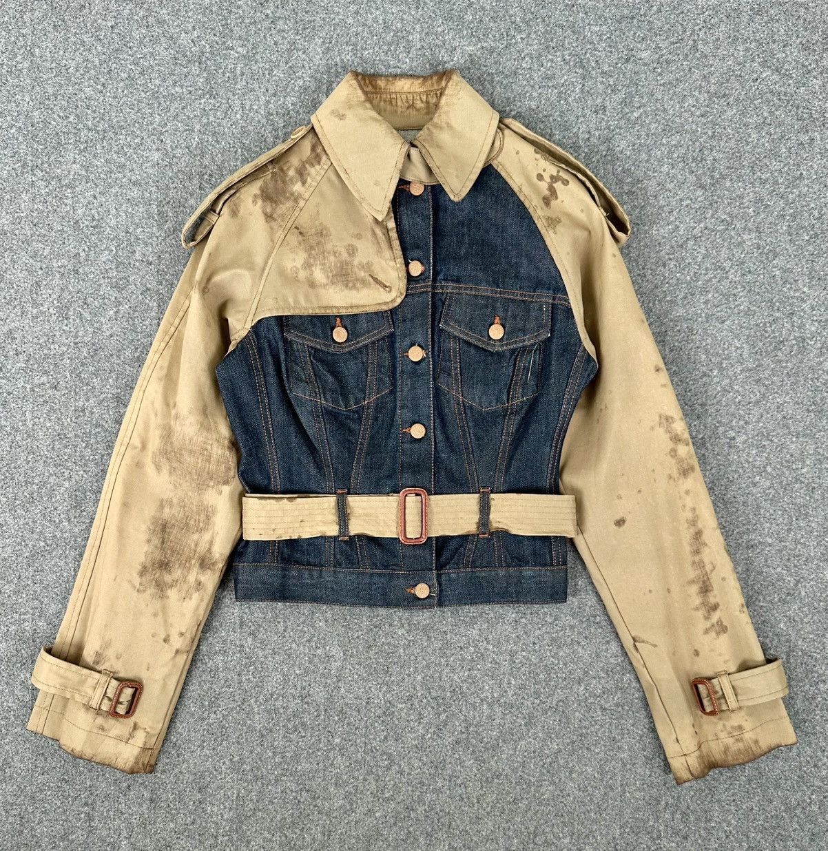 Jean Paul Gaultier - 90's Hybrid Belted Trench/Denim Jacket