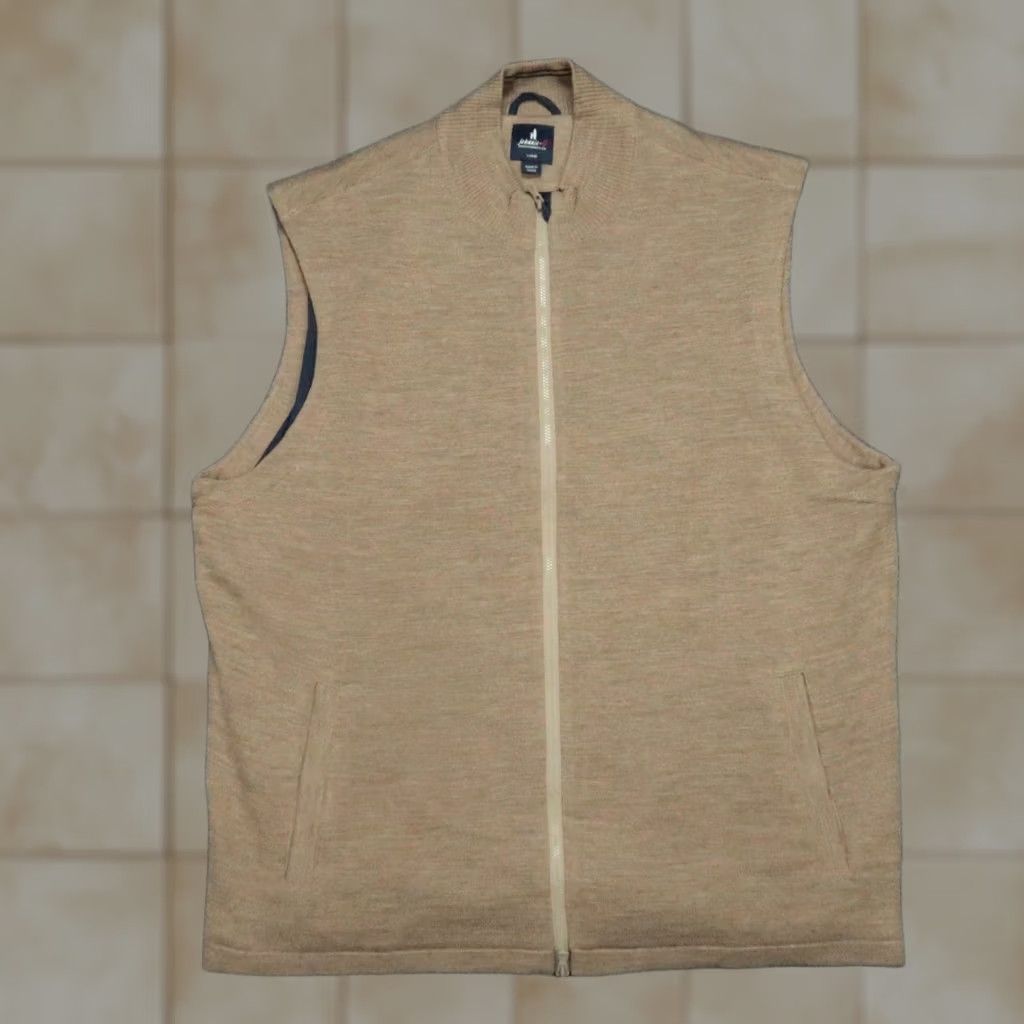 johnnie-O VINTAGE Johnnie O Vest Men Large Birch Brown Garrison Merino Wool Full Zip Sweater Lined Size US L / EU 52-54 / 3 - 1 Thumbnail