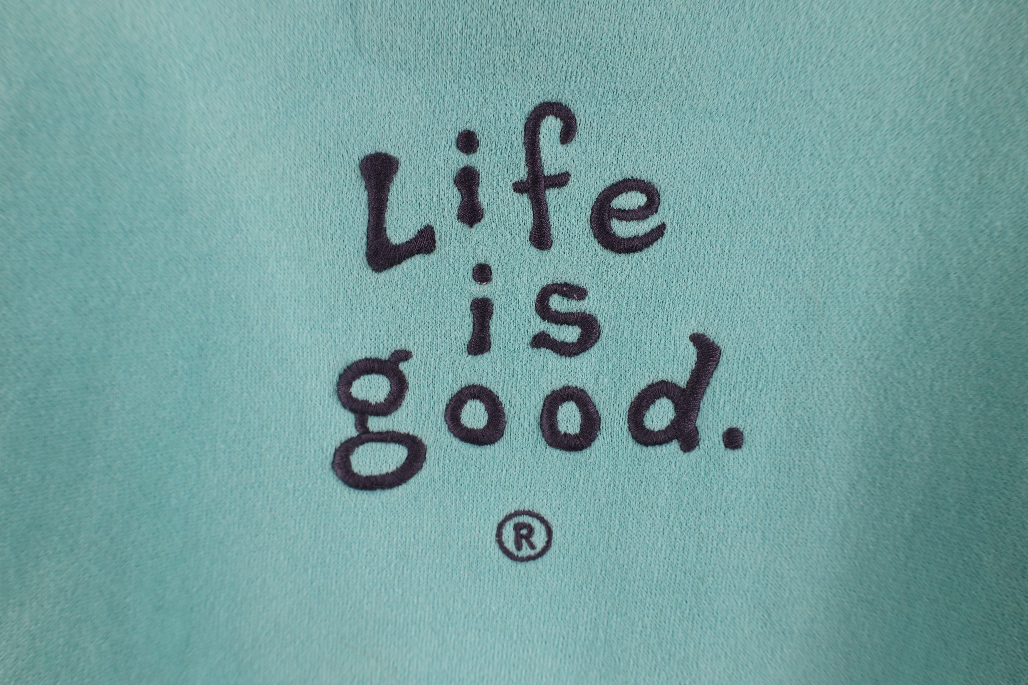 Life is Good Life Is Good Spell Out Semi Fitted Hoodie Sweatshirt Blue Size XL / US 12-14 / IT 48-50 - 4 Thumbnail