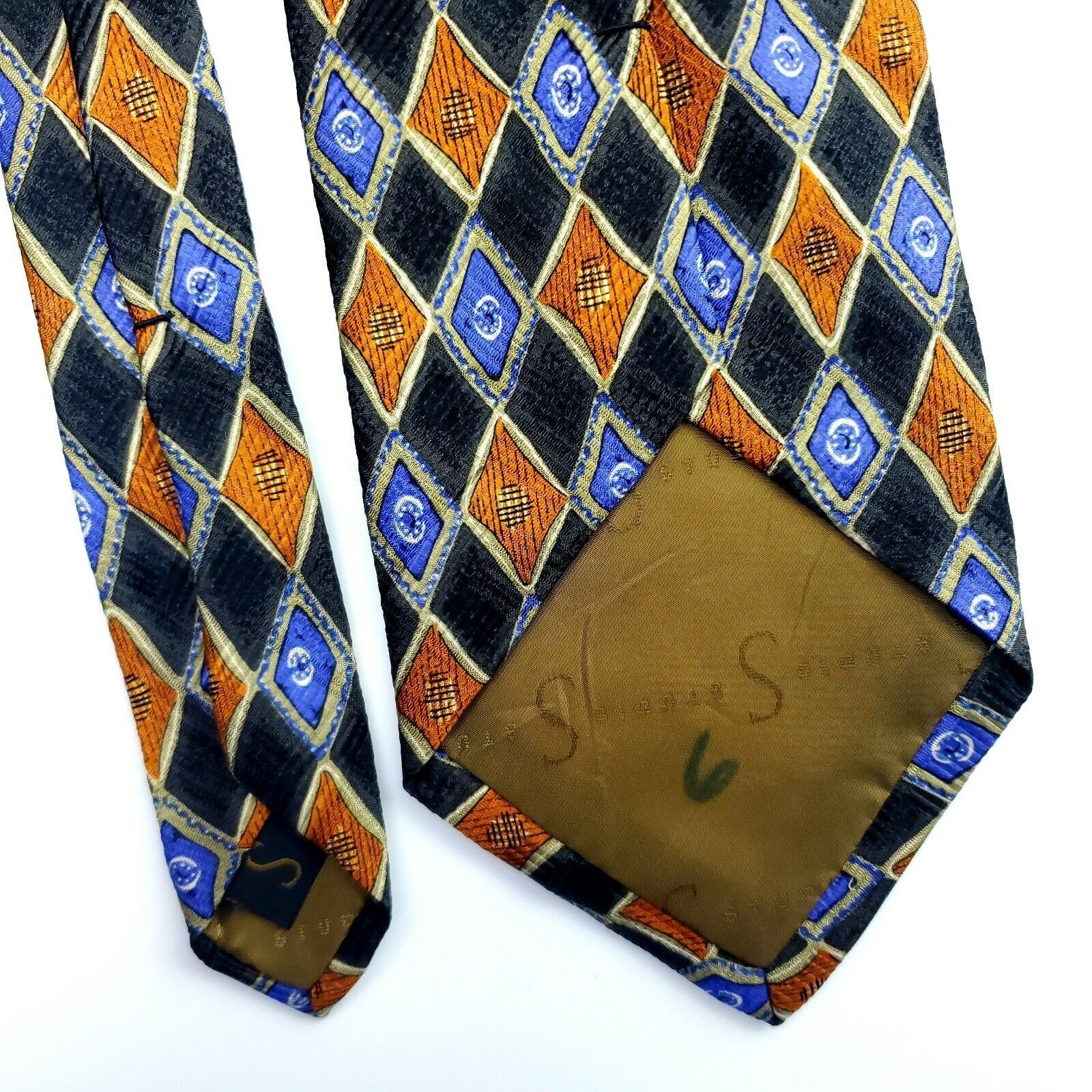 Robert Talbott Robert Talbott Gray Orange Blue Geometric Silk Tie Short Wid Size ONE SIZE - 4 Thumbnail