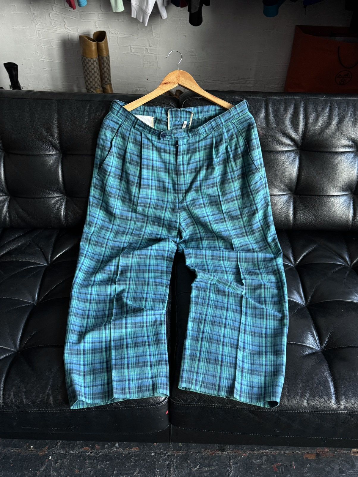 Adidas Vintage Adidas Western Germany Tartan Plaid Pleated Pants Size US 33 - 17 Thumbnail