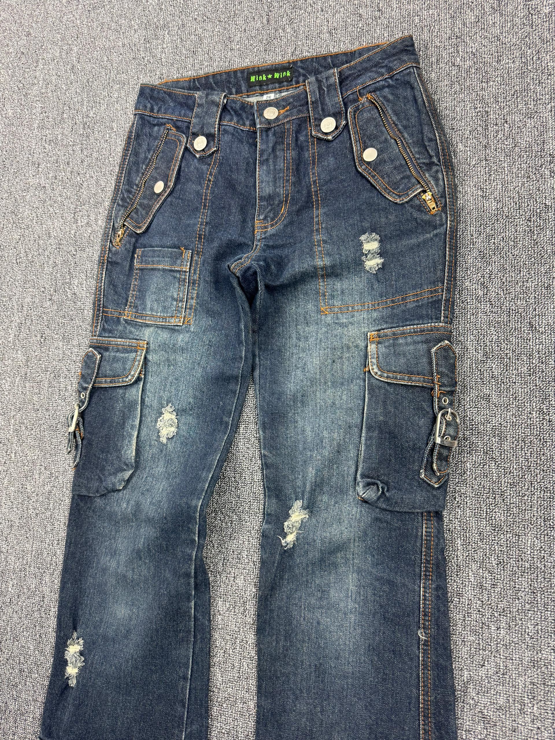 Japanese Brand Wink Wink Distressed Multipocket Denim Jeans Size 26" / US 2 / IT 38 - 3 Thumbnail