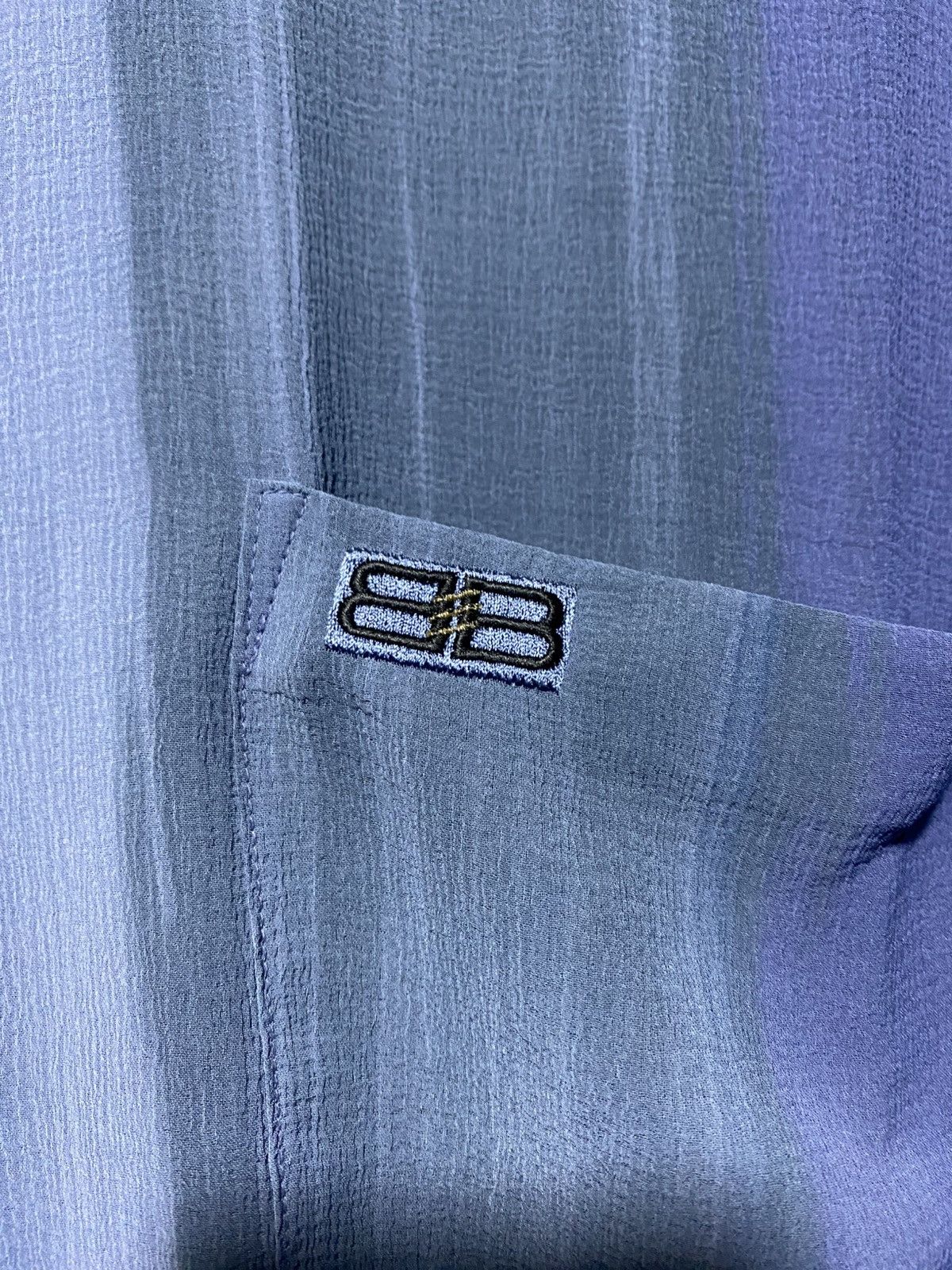 Balenciaga Vtg Balenciaga 2004 stripe color stand collar oversize shirt Size US L / EU 52-54 / 3 - 3 Thumbnail