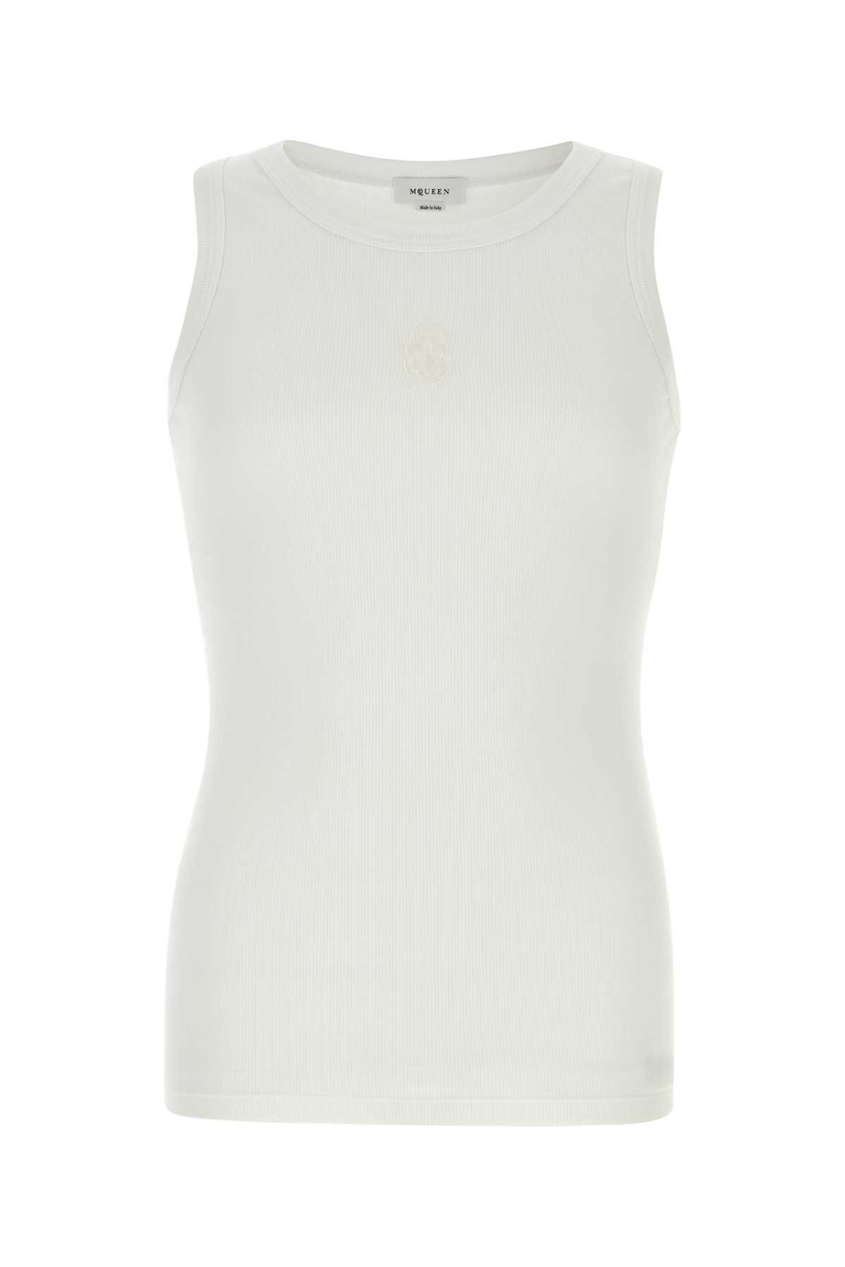 Alexander McQueen White Stretch Cotton Tank Top Size US M / EU 48-50 / 2 - 1 Thumbnail