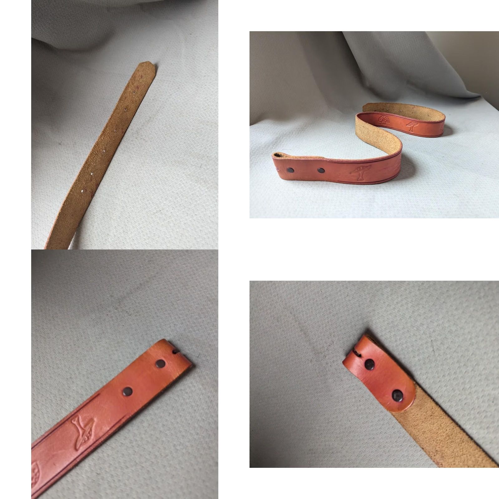 Vintage VINTAGE Handcrafted belt Mushroom toooled buckle leather brown western adult 28 Size 28 - 8 Thumbnail