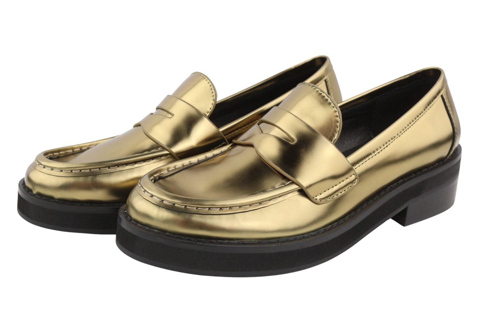 Other BIBI LOU JAYA EU37 Shiny Gold Leather Chunky Slip 87556 Size US 6 / IT 36 - 4 Thumbnail