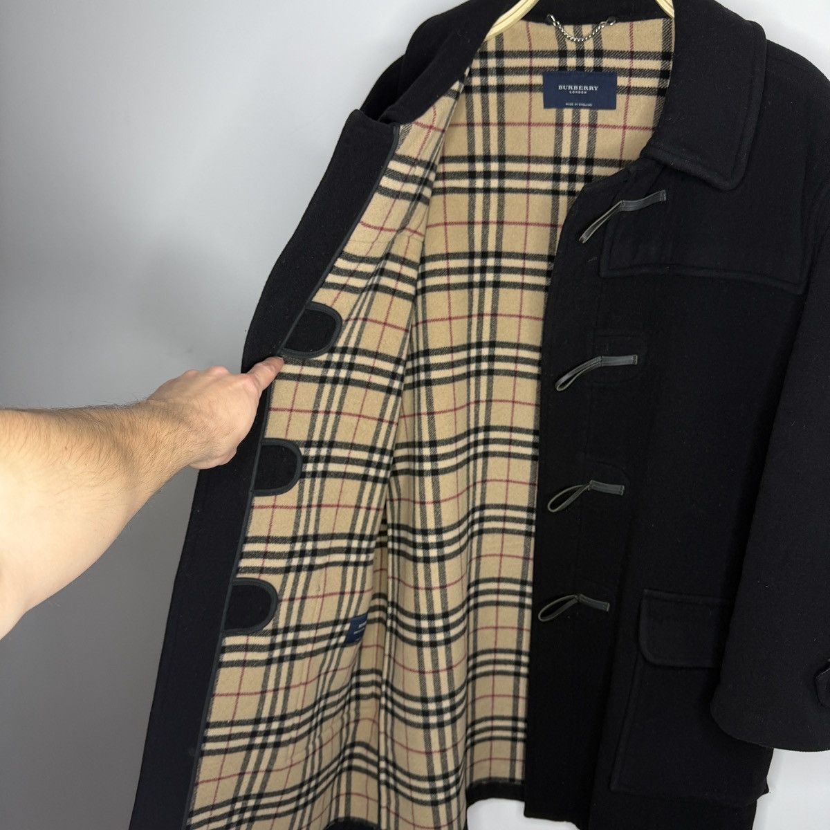 Burberry Burberry Duffle Black Wool Heavy Coat Nova Check Size US XL / EU 56 / 4 - 2 Thumbnail