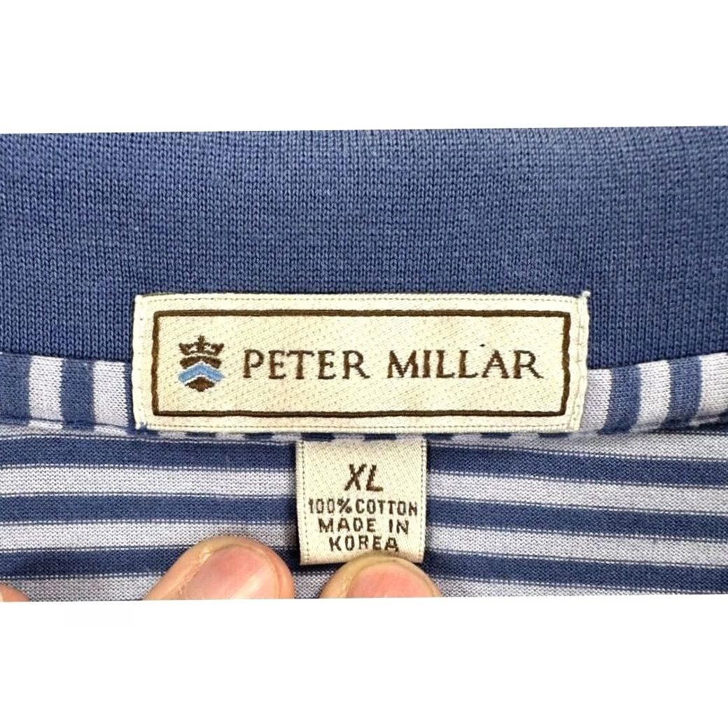 Peter Millar Peter Millar Polo Shirt Mens XL Blue Striped 100% Cotton Short Sleeve Rugby Size US XL / EU 56 / 4 - 3 Thumbnail