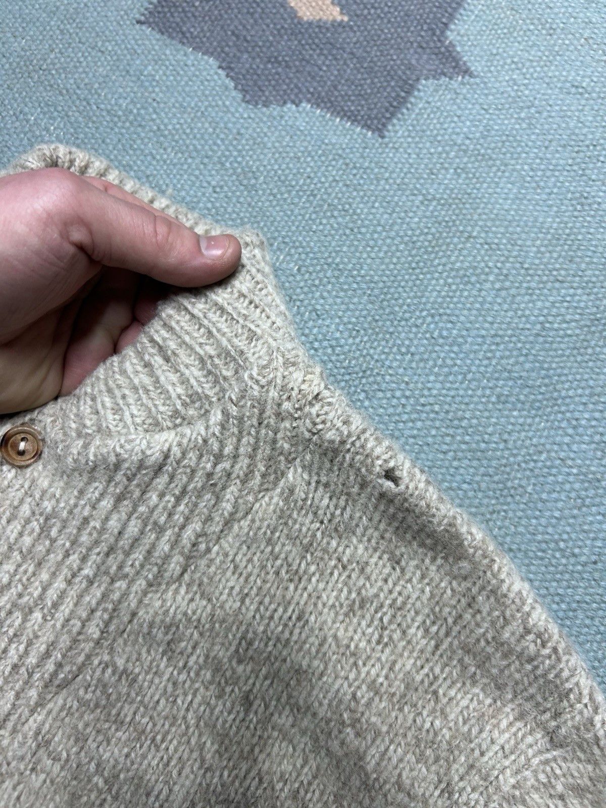 Vintage Vintage sweater wool knit Henley 1/4 button cream white M/L Size US M / EU 48-50 / 2 - 4 Thumbnail