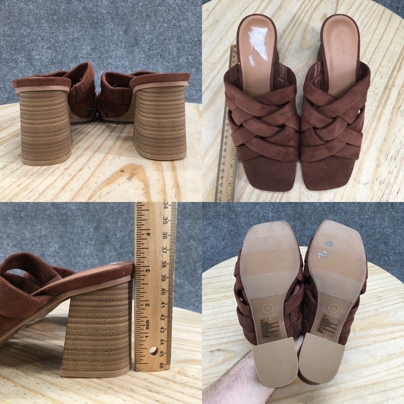 Vintage Universal Thread Sandals Womens 9.5 Andy Mule Brown Braided Slip On Block Heels Size US 10 / IT 40 - 8 Thumbnail