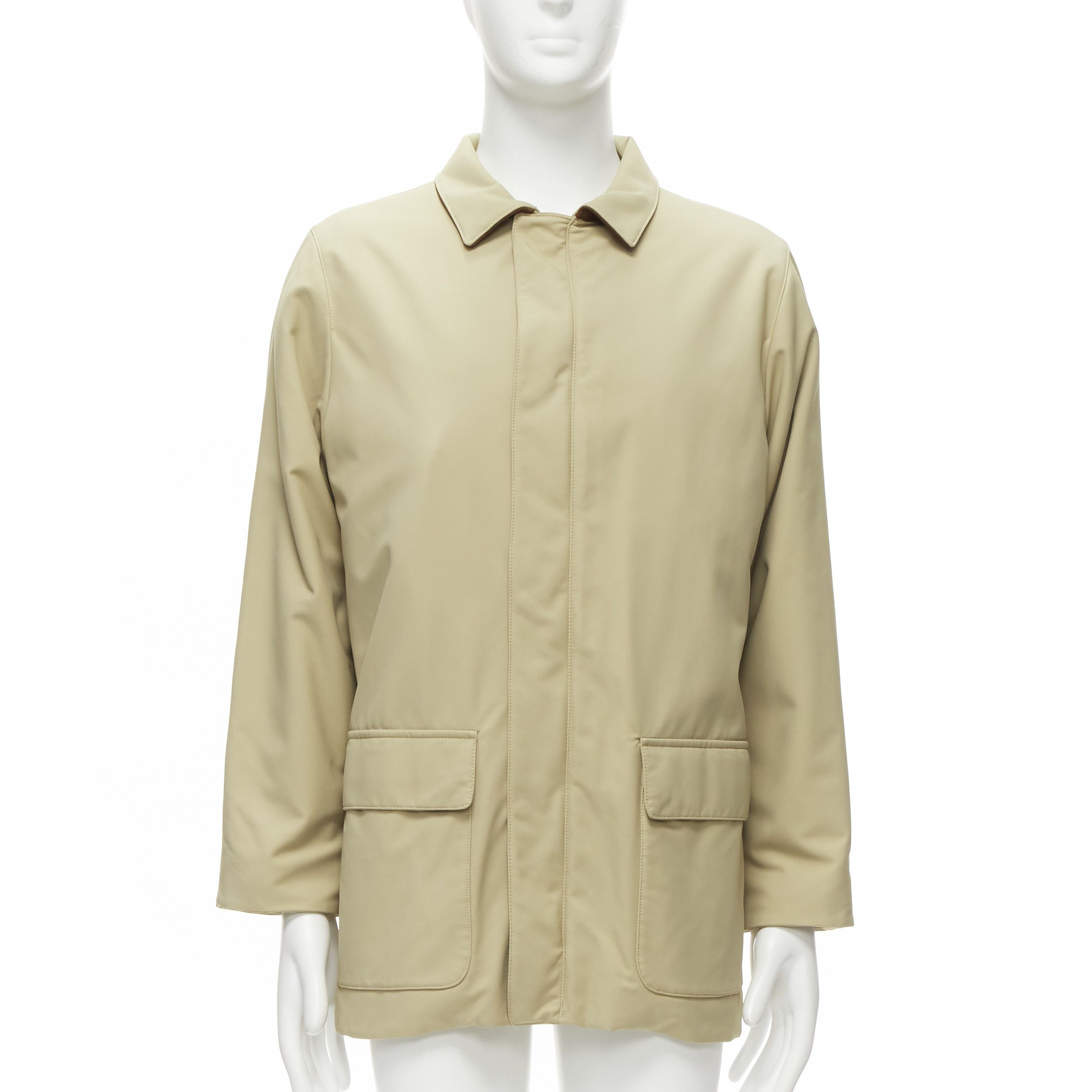 Loro Piana LORO PIANA Storm System beige nylon minimal pocketed longline coat S Size US S / EU 44-46 / 1 - 1 Thumbnail