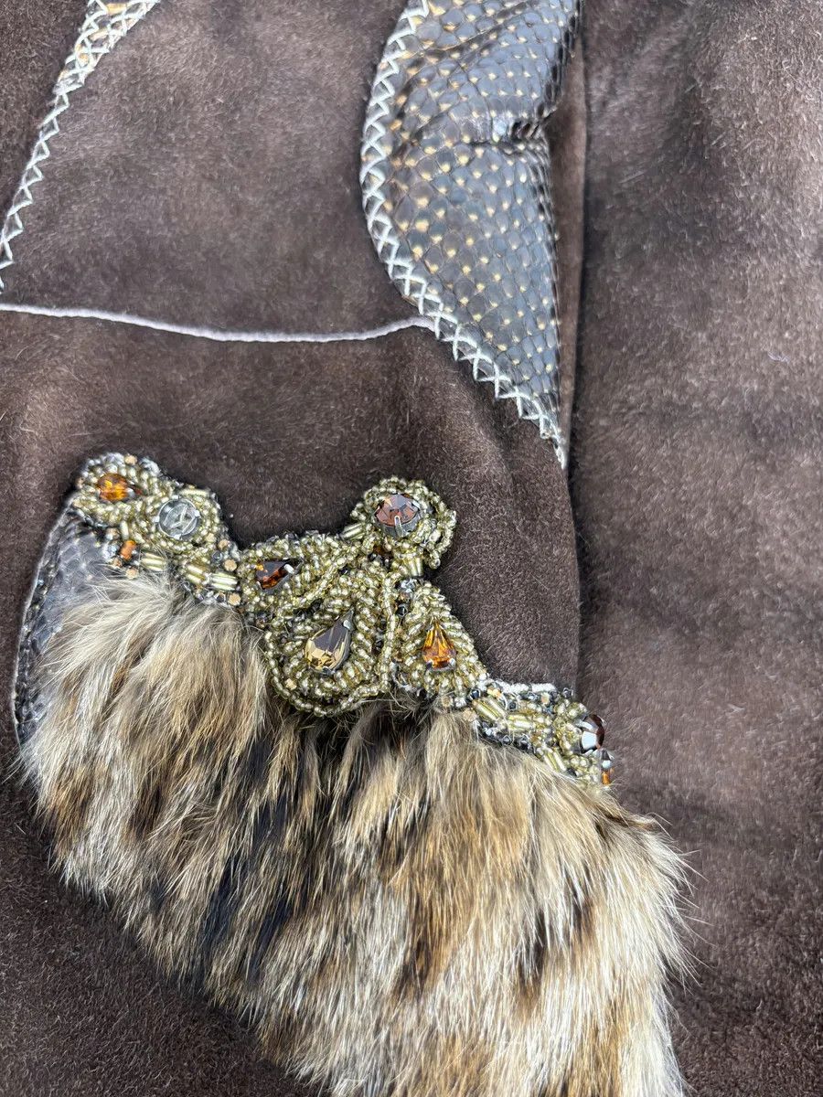 Roberto Cavalli FW2006 Roberto Cavalli Long Hybrid Brown Fur Python Leather Jacket Size XS / US 0-2 / IT 36-38 - 9 Thumbnail