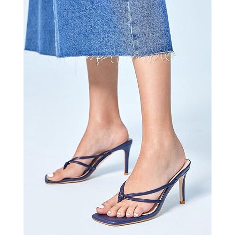 Other Coutgo Women's 8.5 Navy Blue Strappy Slide Sandal Heels Size US 8.5 / IT 38.5 - 5 Thumbnail