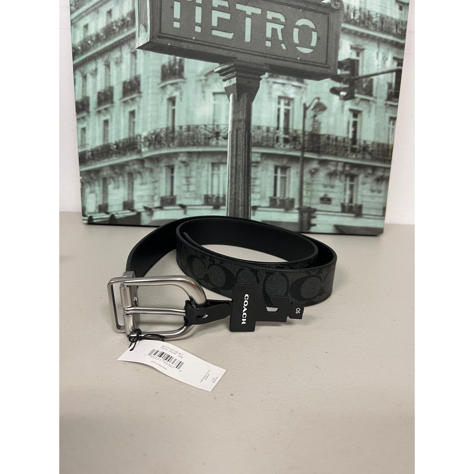 Coach Coach CF276 Classic Buckle Cut To Size Belt 38Mm in Graphite Size ONE SIZE - 1 Thumbnail