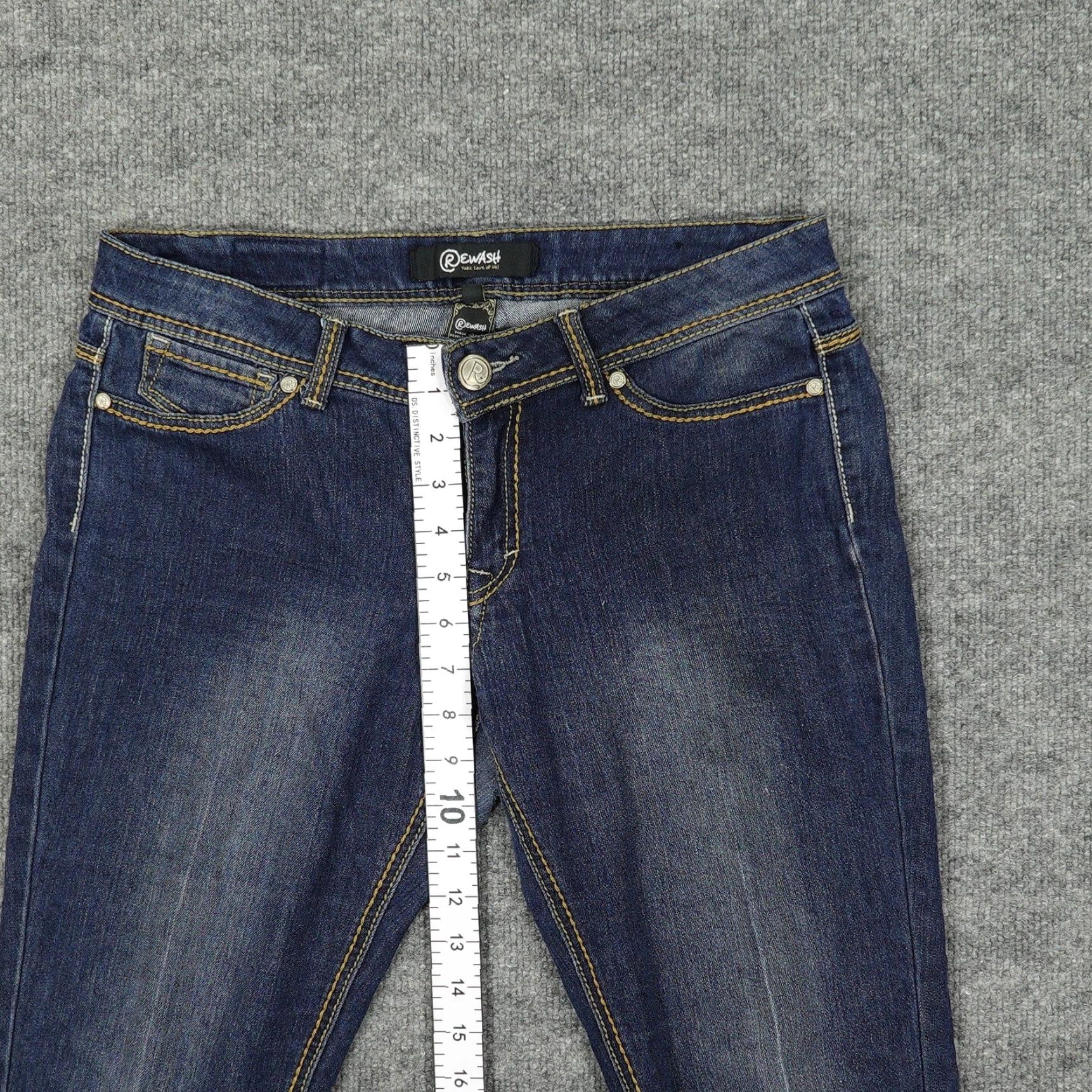 Vintage Rewash Jeans Womens 9 Bootcut Flare Stretch Denim Embroidered Dark Wash Blue Jeans Size 30" / US 8 / IT 44 - 4 Thumbnail