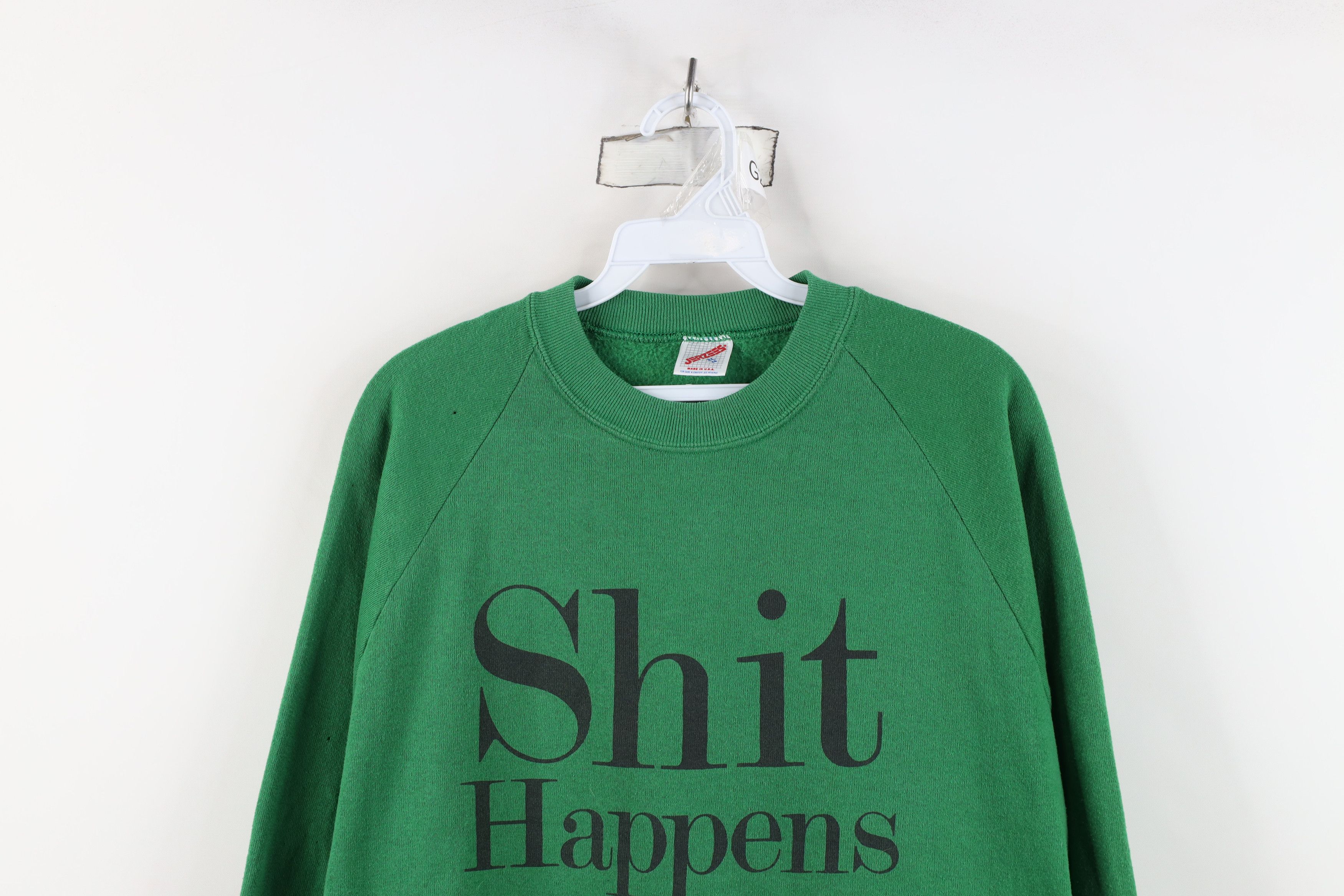 Vintage Vintage 90s Streetwear Sh*t Happens Crewneck Sweatshirt USA Size US XL / EU 56 / 4 - 2 Thumbnail