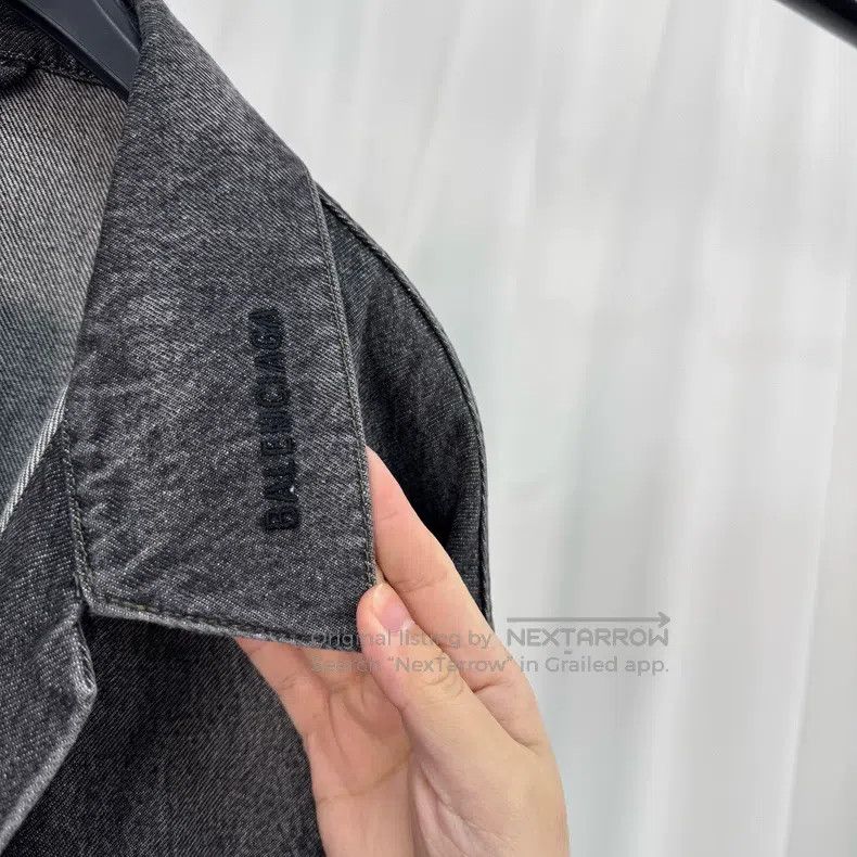 Balenciaga Balenciaga Embroidered Letter Washed Black Denim Jacket Size XXS / US 00 / IT 34 - 5 Thumbnail