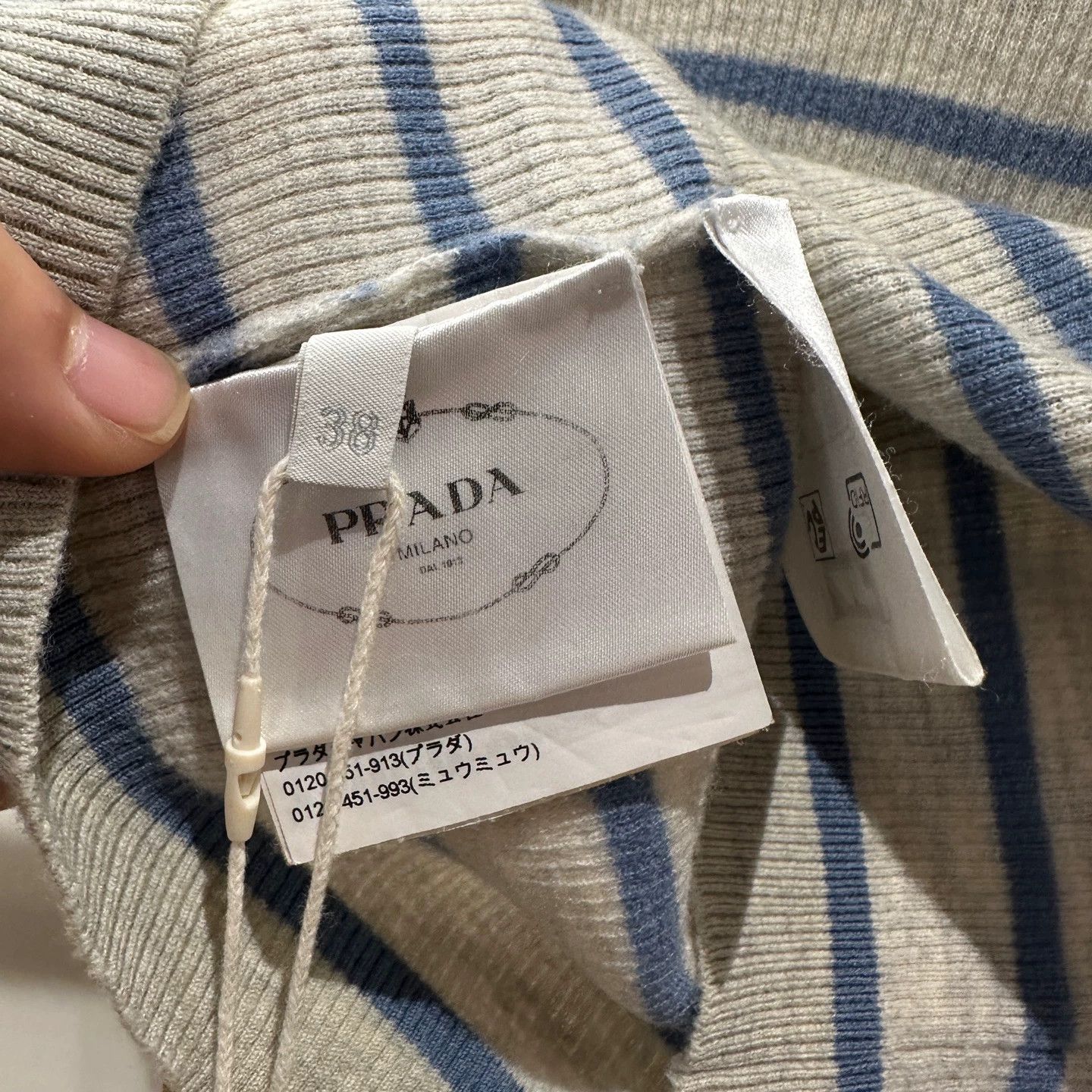Prada Prada Striped Slogan Knit Short Sleeve Tee 38 Wool Size XS / US 0-2 / IT 36-38 - 3 Thumbnail