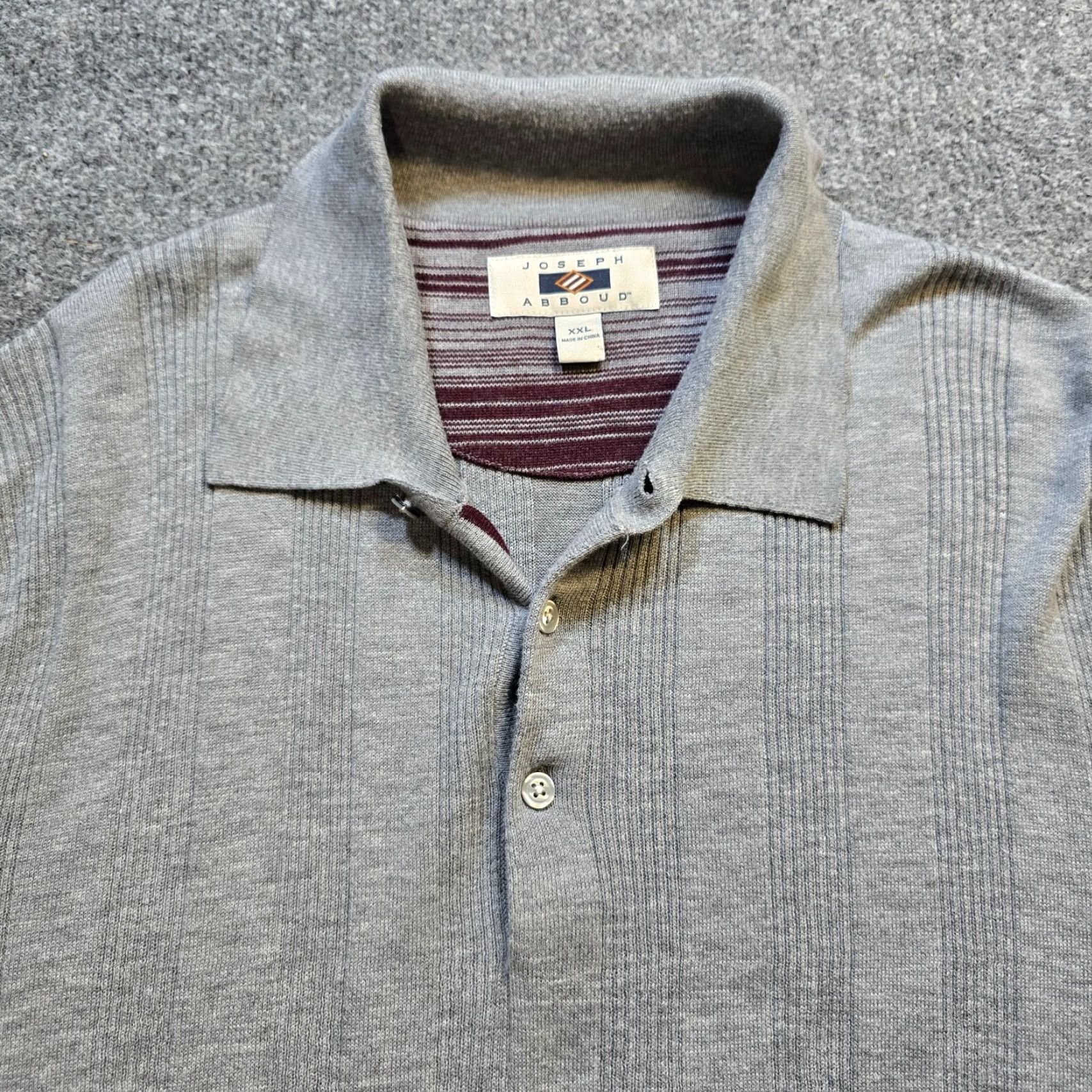 Joseph Abboud Joseph Abboud Sweater Mens 2XL Gray Merino Wool Collared Ribbed Knit Preppy Pullover Casual / Business / Travel Size US XXL / EU 58 / 5 - 2 Thumbnail