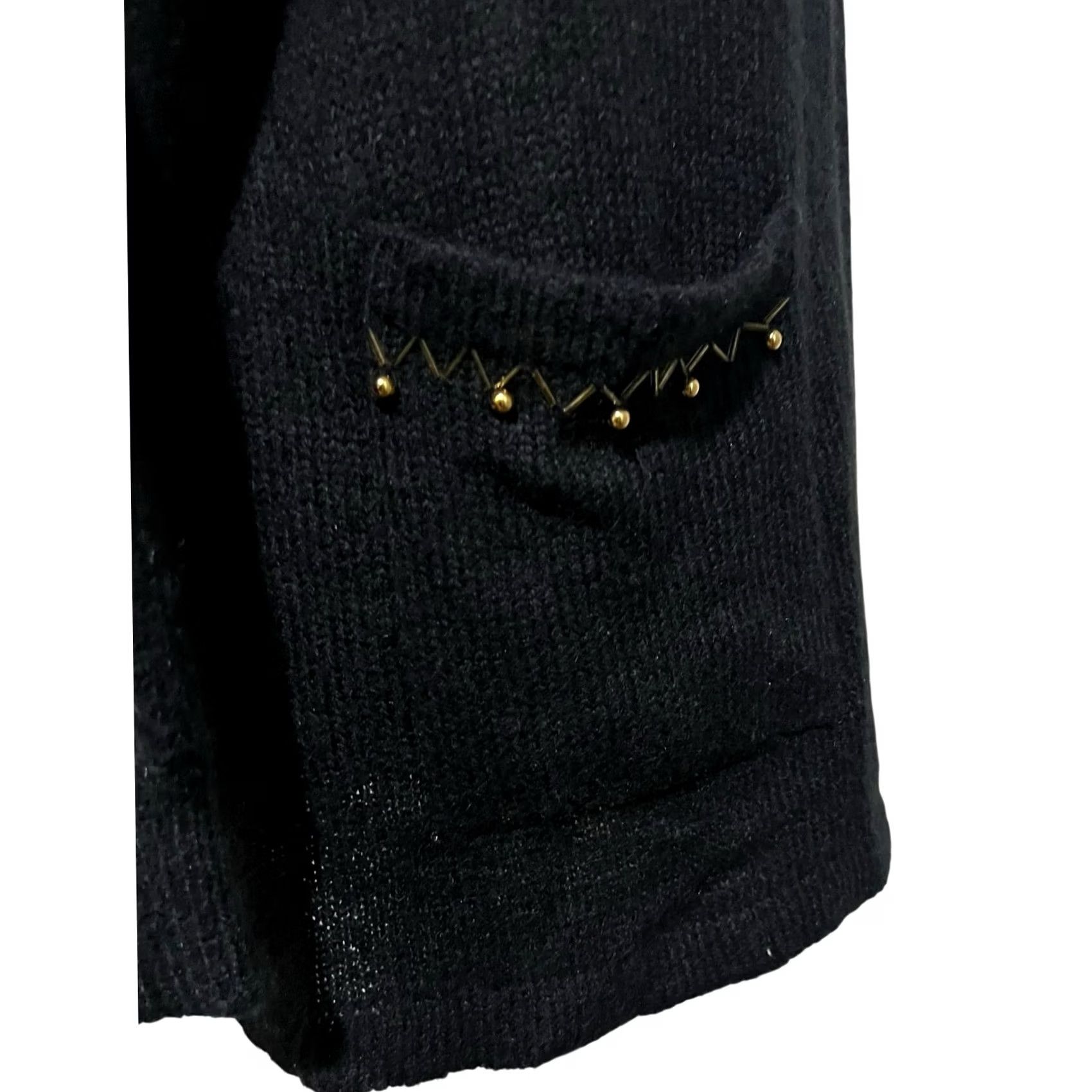 Vintage VINTAGE P’Galli Black Cardigan Sweater Beaded Snowflakes Winter Pockets Womens Sz Small 80s 90s Christmas Womens Size S / US 4 / IT 40 - 6 Thumbnail