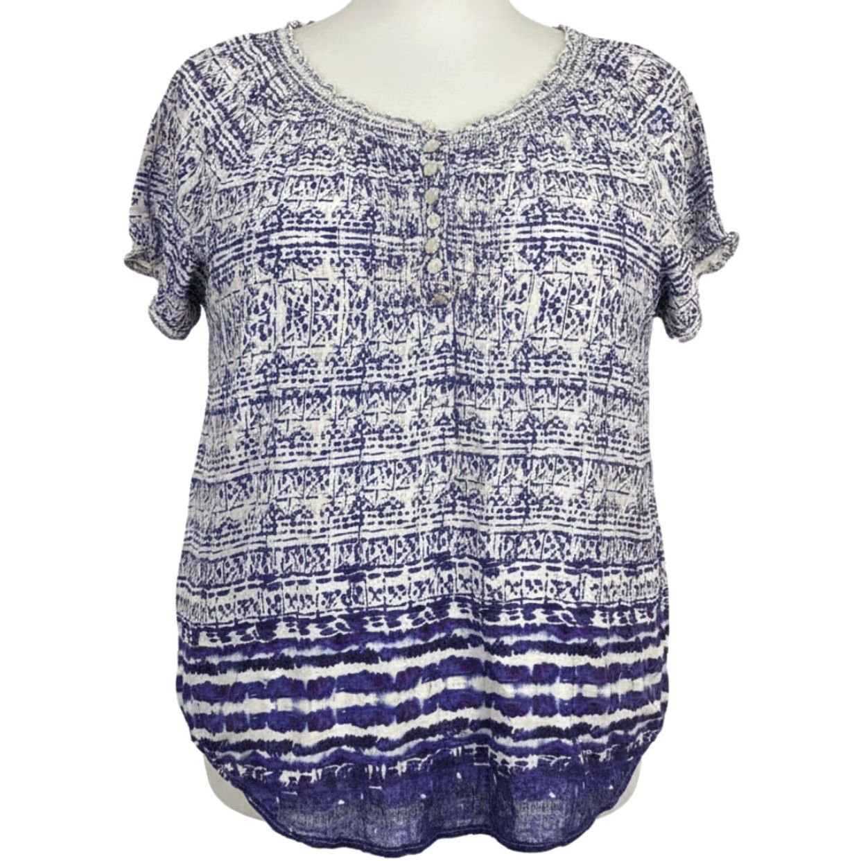 Faded Glory VINTAGE Faded Glory Bohemian Blouse Shirt Women Plus 2X Purple Short Sleeve Tunic Boho Island 2X Size XXL / US 16-18 / IT 52-54 - 2 Thumbnail