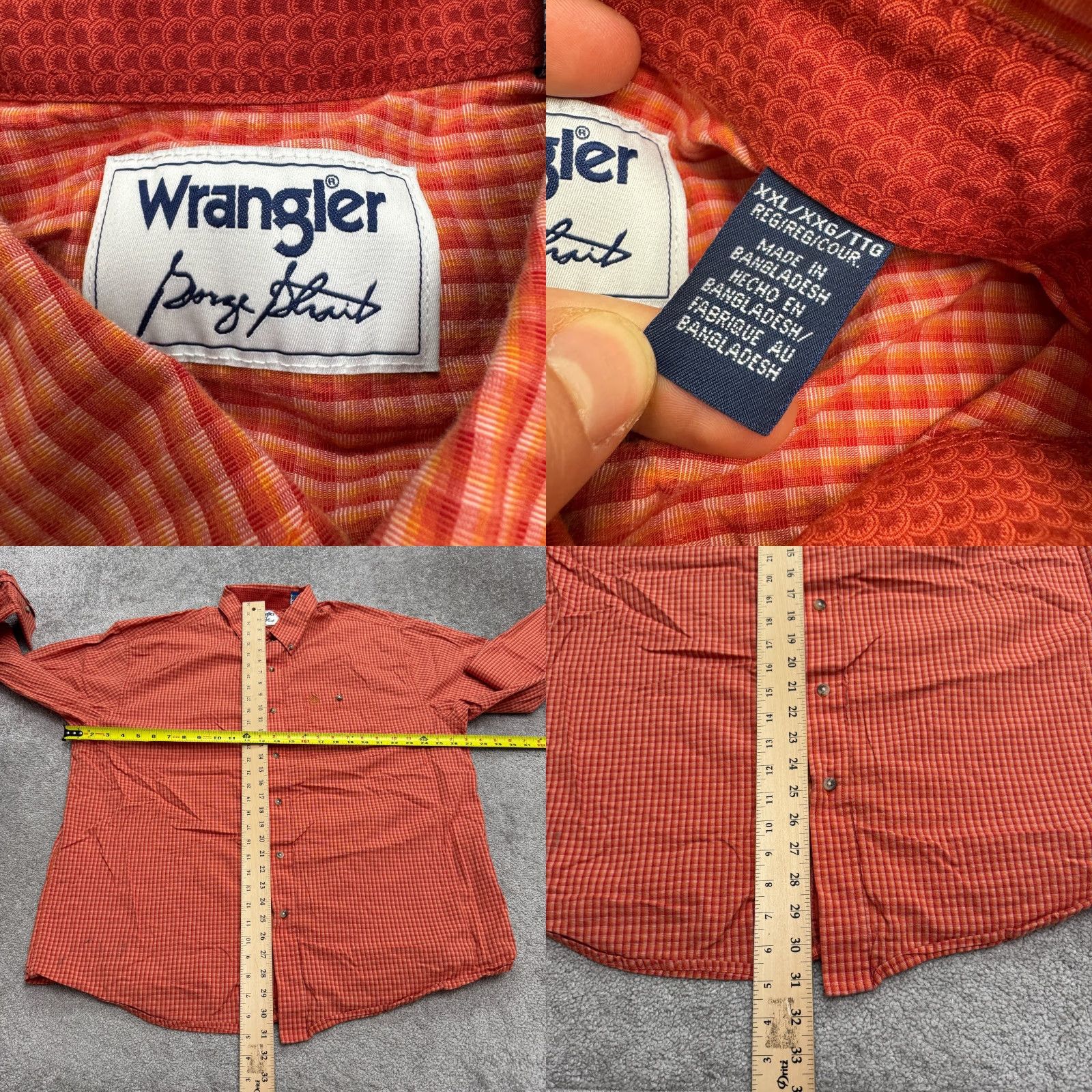 Wrangler Wrangler George Strait Western Button-Down Shirt Men 2XL Orange Plaid Cotton Shirt Mens Size US XXL / EU 58 / 5 - 9 Thumbnail