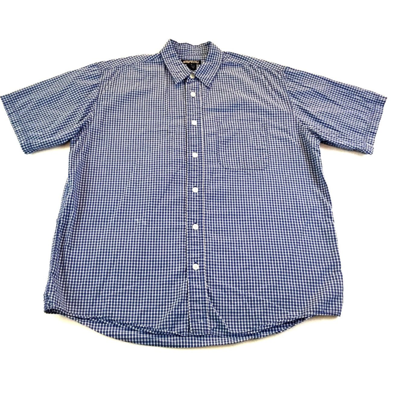 Aeropostale Aeropostale Blue White Check Short Sleeve Pocket Shirt Med Size US M / EU 48-50 / 2 - 1 Thumbnail