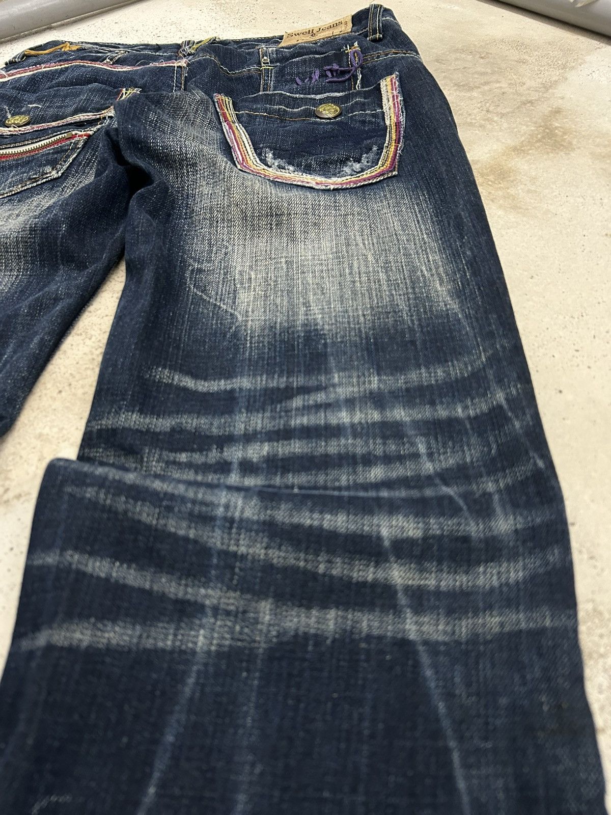 If Six Was Nine Super Flare Swell N Denim Japan Mud Washed Whisker Low Rise Size US 31 - 18 Thumbnail