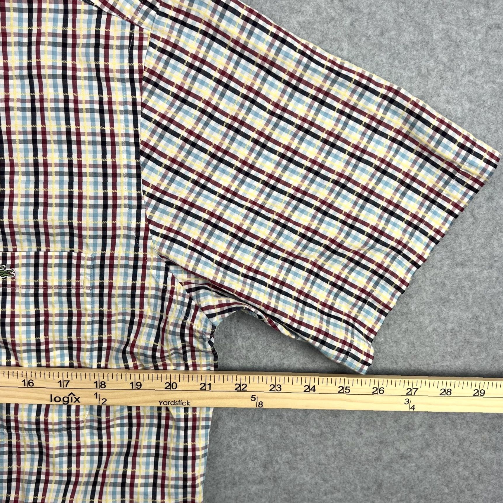 Lacoste Lacoste Shirt Mens 42 Multicolor Plaid Short Sleeve Button Front Casual Adult Size US XL / EU 56 / 4 - 2 Thumbnail