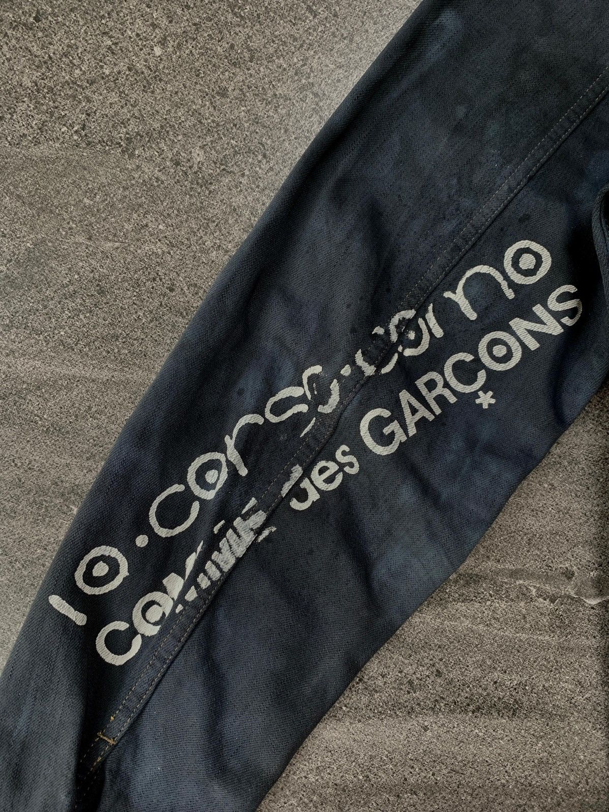 Junya Watanabe FREE TAX! 2000s Painted Denim Jacket Black Dyed - Medium Size US M / EU 48-50 / 2 - 6 Thumbnail