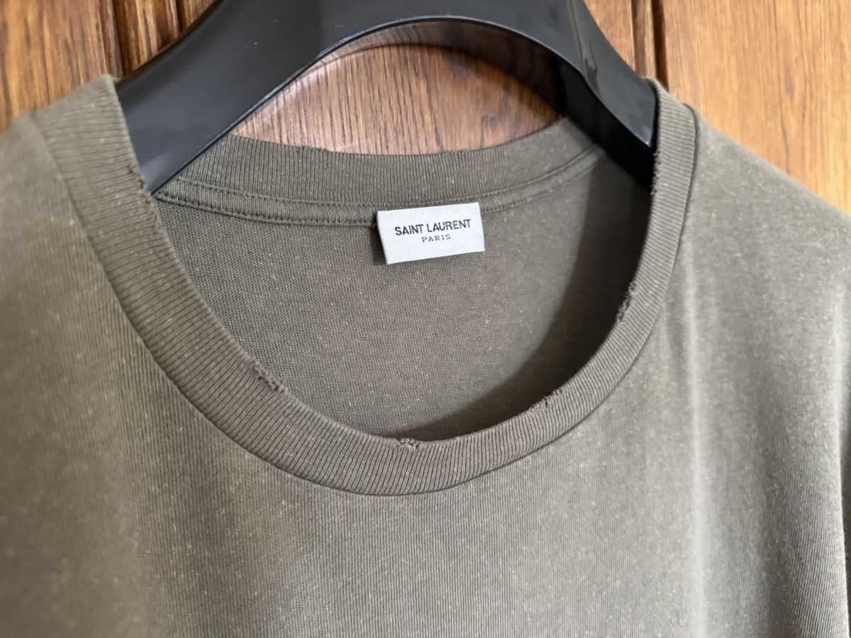 Saint Laurent Paris SS19 Saint Laurent Rive Gauche logo khaki T shirt grail Size US XL / EU 56 / 4 - 10 Thumbnail
