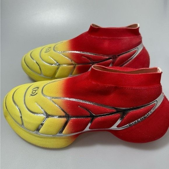 Givenchy Givenchy TK-360 Red Yellow Mid-Top Knit Sneakers Size EU 43/ Size US 10 / EU 43 - 2 Thumbnail
