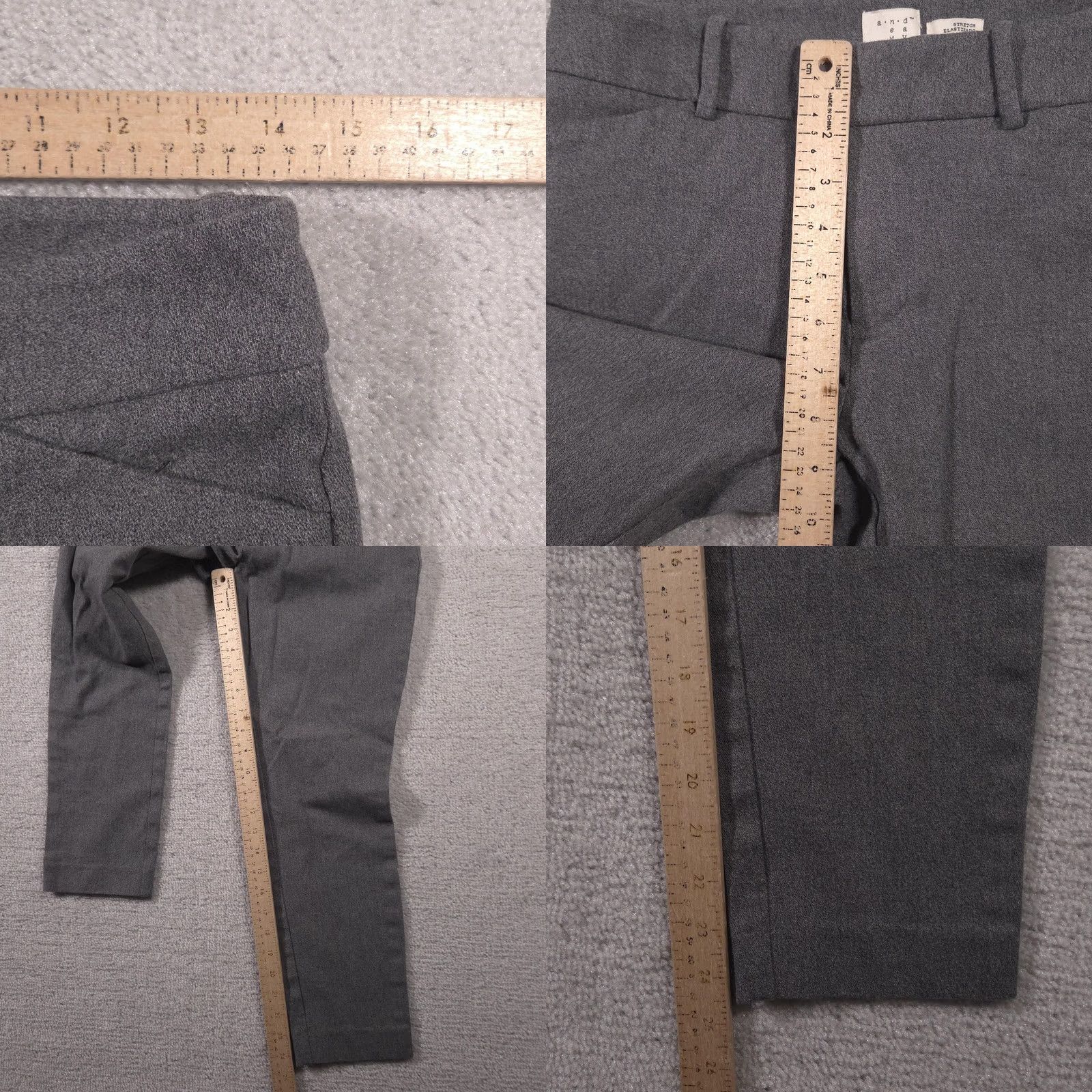 Vintage A New Day Pants Womens 6 Gray Stretch Slim Fit Trousers Cotton Blend Dress Pants Casual Workwear Size 28" / US 6 / IT 42 - 8 Thumbnail