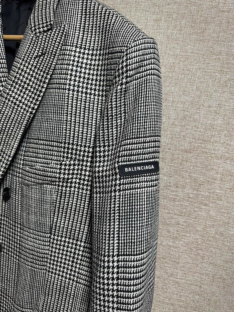 Balenciaga Balenciaga Sleeve Logo Woolen Plaid Wool Coat Size US S / EU 44-46 / 1 - 3 Thumbnail