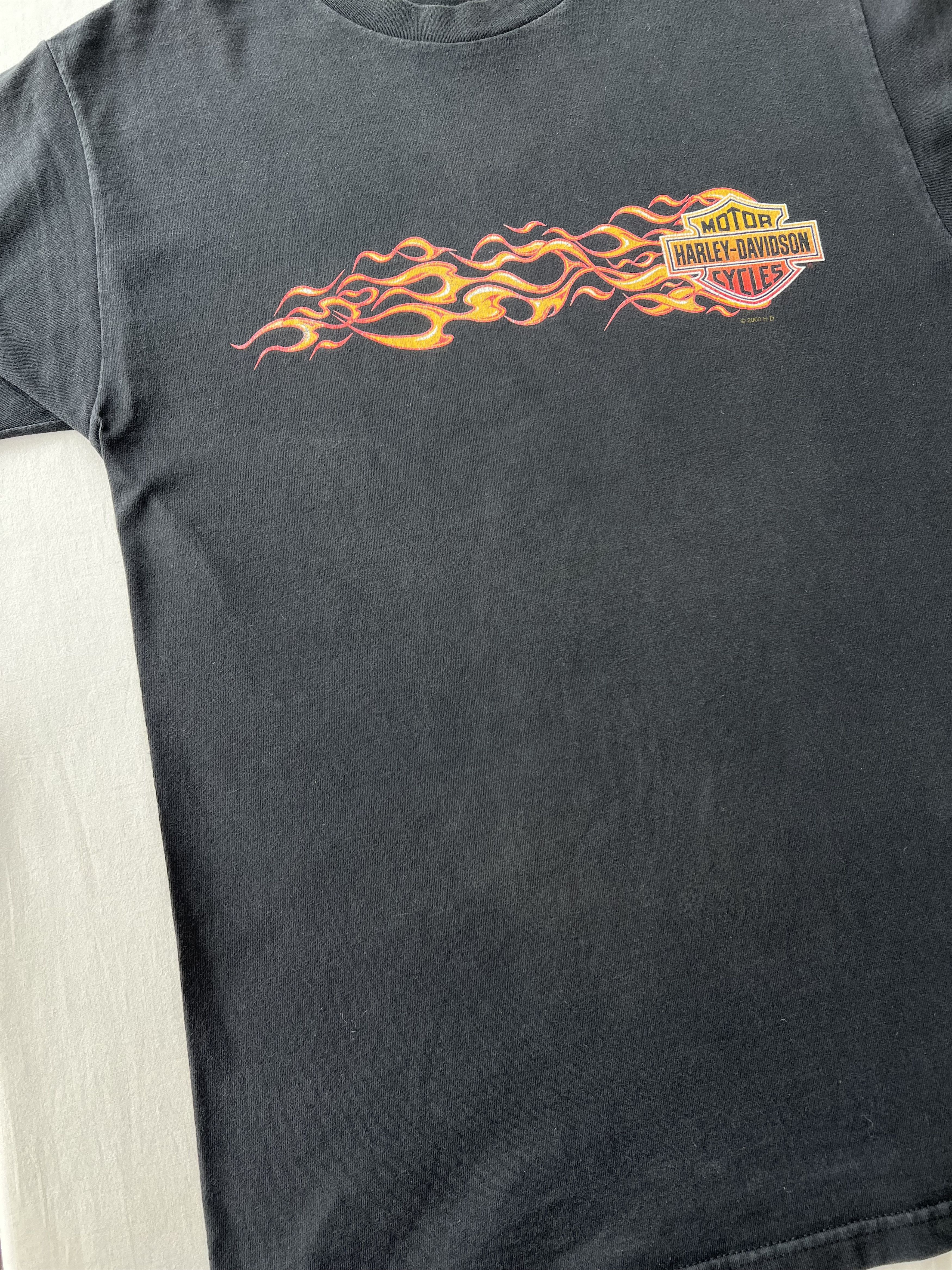 Harley Davidson Vintage 2000 Harley Davidson Flame Fire Y2k Black T-shirt Size US M / EU 48-50 / 2 - 7 Thumbnail