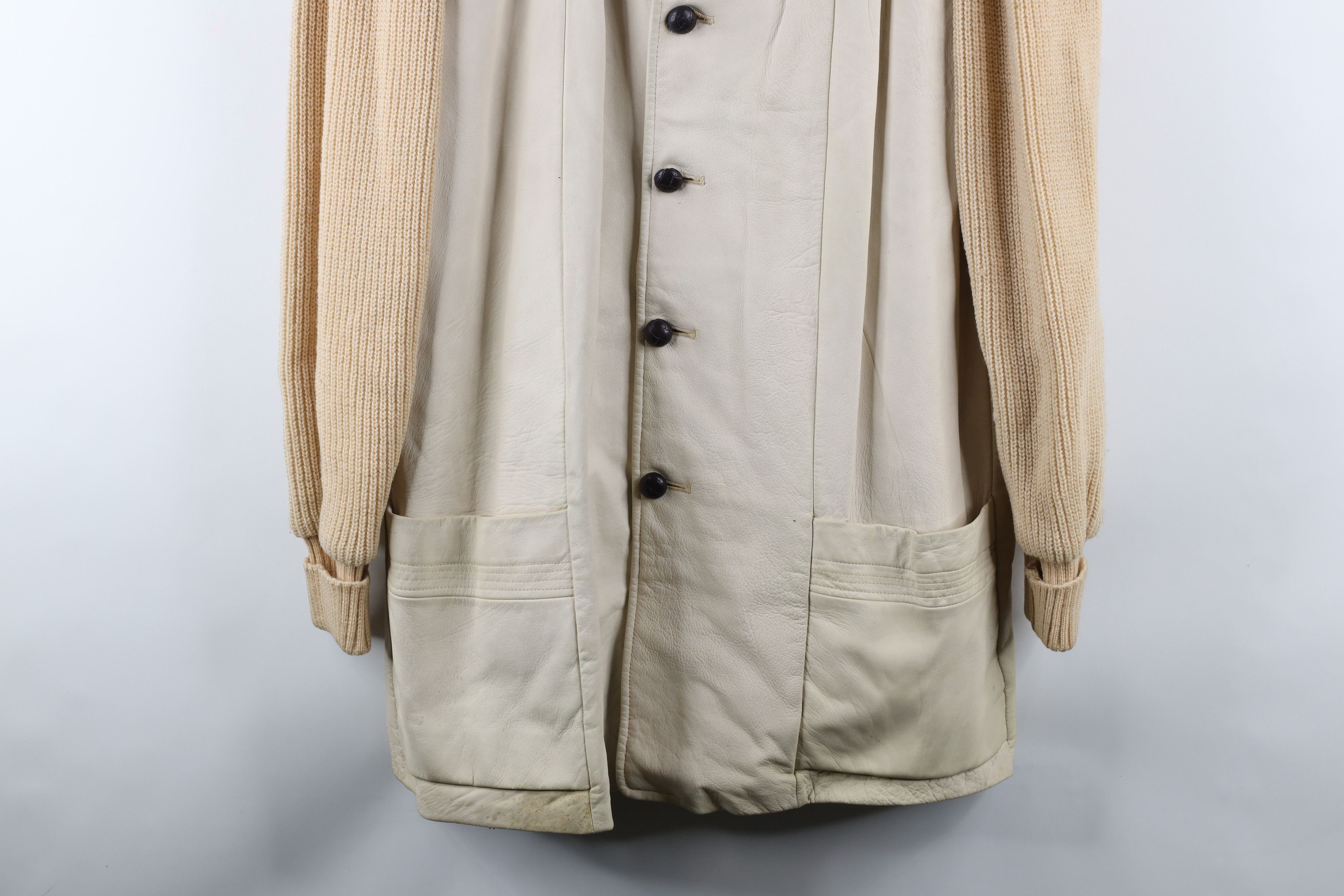 Vintage Vintage 60s Wool Knit Button Sweater Jacket Beige USA Size US L / EU 52-54 / 3 - 3 Thumbnail