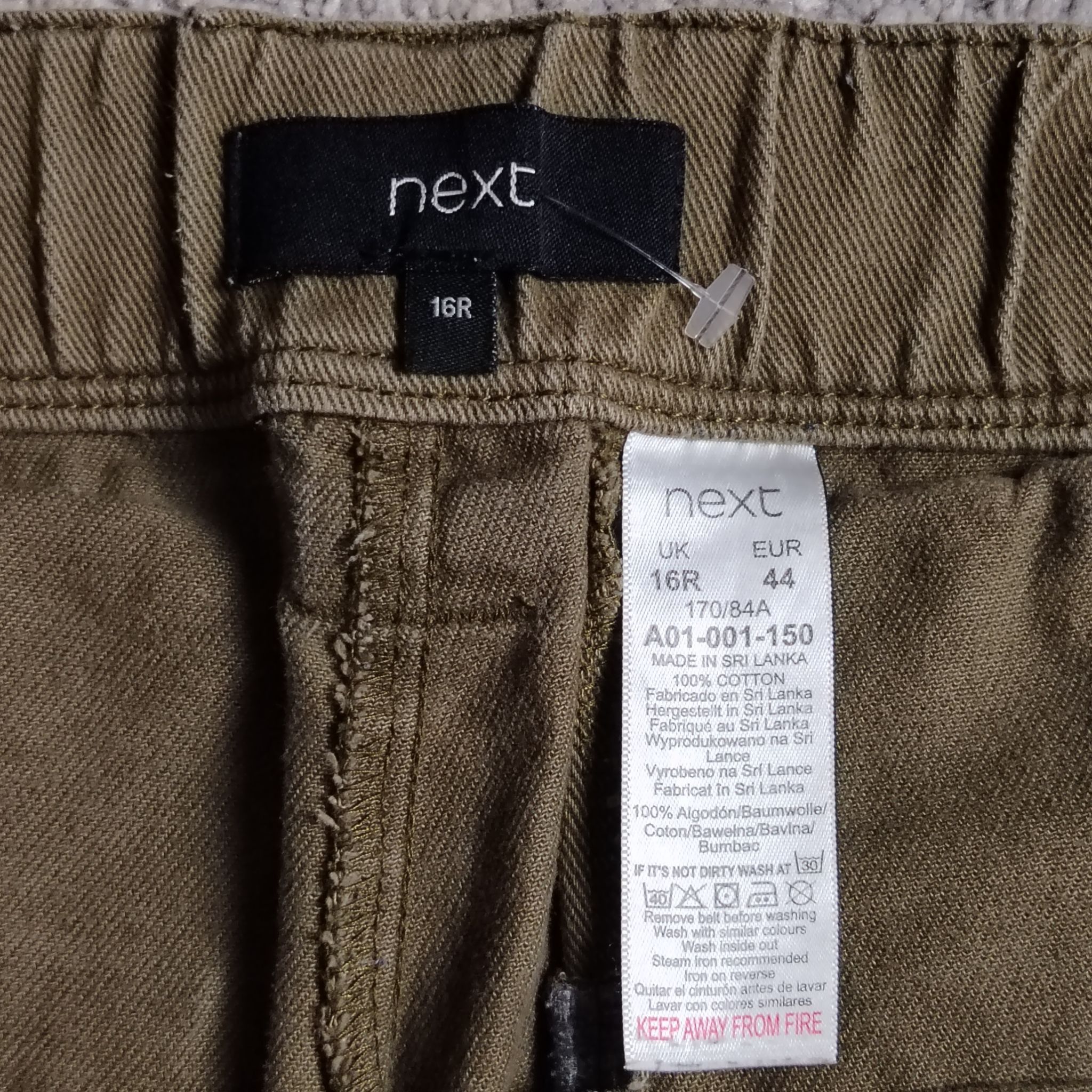 NEXT Pre-Loved Trousers UK 16R Khaki Cargo Pocket Cotton Utility Size 38" / US 16 / IT 52 - 3 Thumbnail