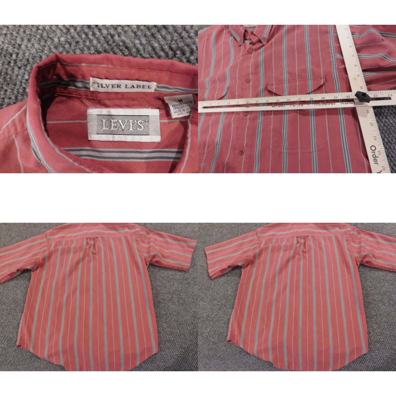 Levi's Vintage Levi's Mens Shirt Medium Red Silver Label Button Down Striped 80s Retro Knit Cotton Polyester Long Sleeve Collared Button-Up Mens Shirt Size US M / EU 48-50 / 2 - 8 Thumbnail