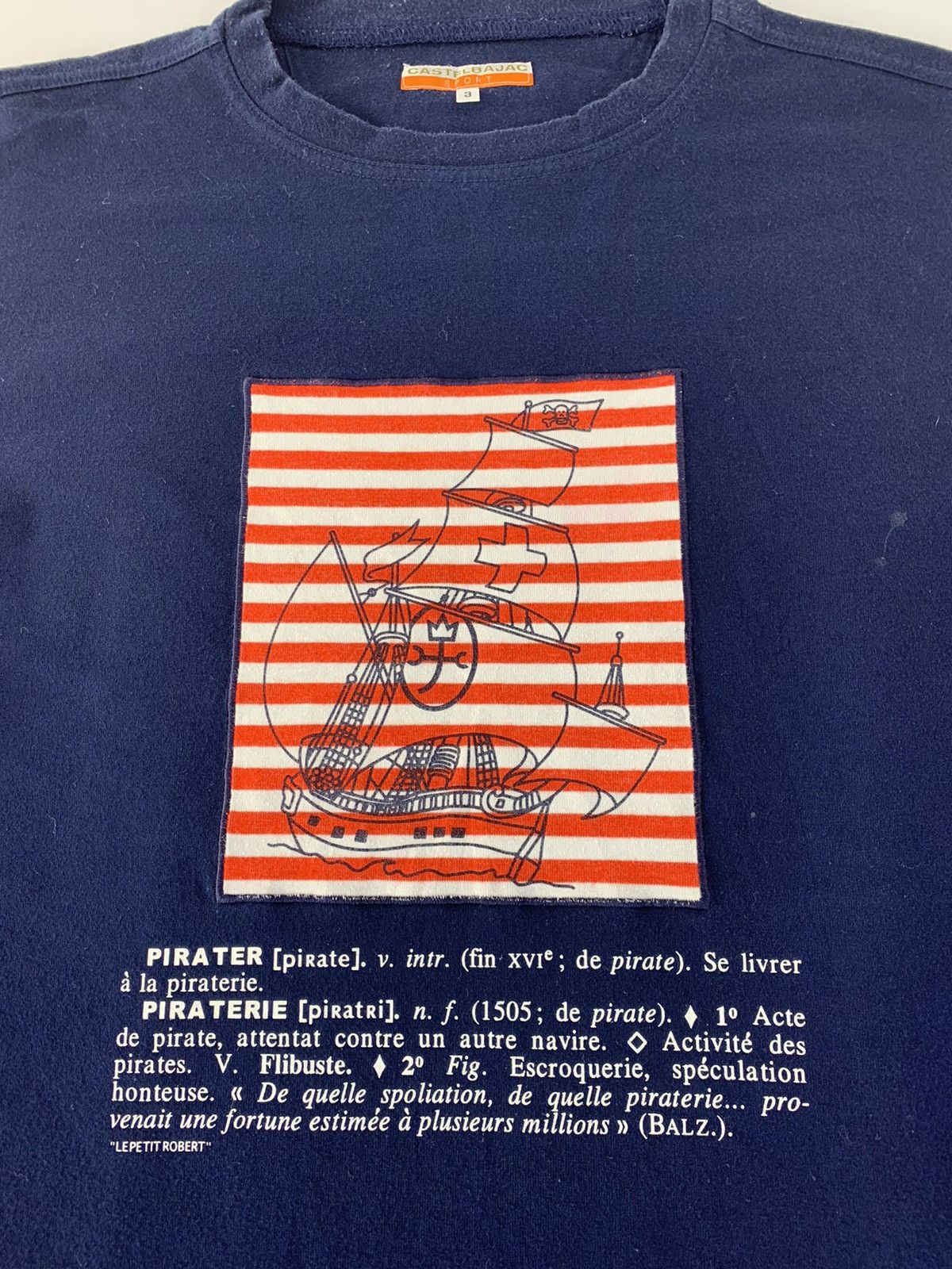 Jean Charles De Castelbajac Sport Pirate Ship Striped Sleeve Fits M L Size US L / EU 52-54 / 3 - 4 Thumbnail