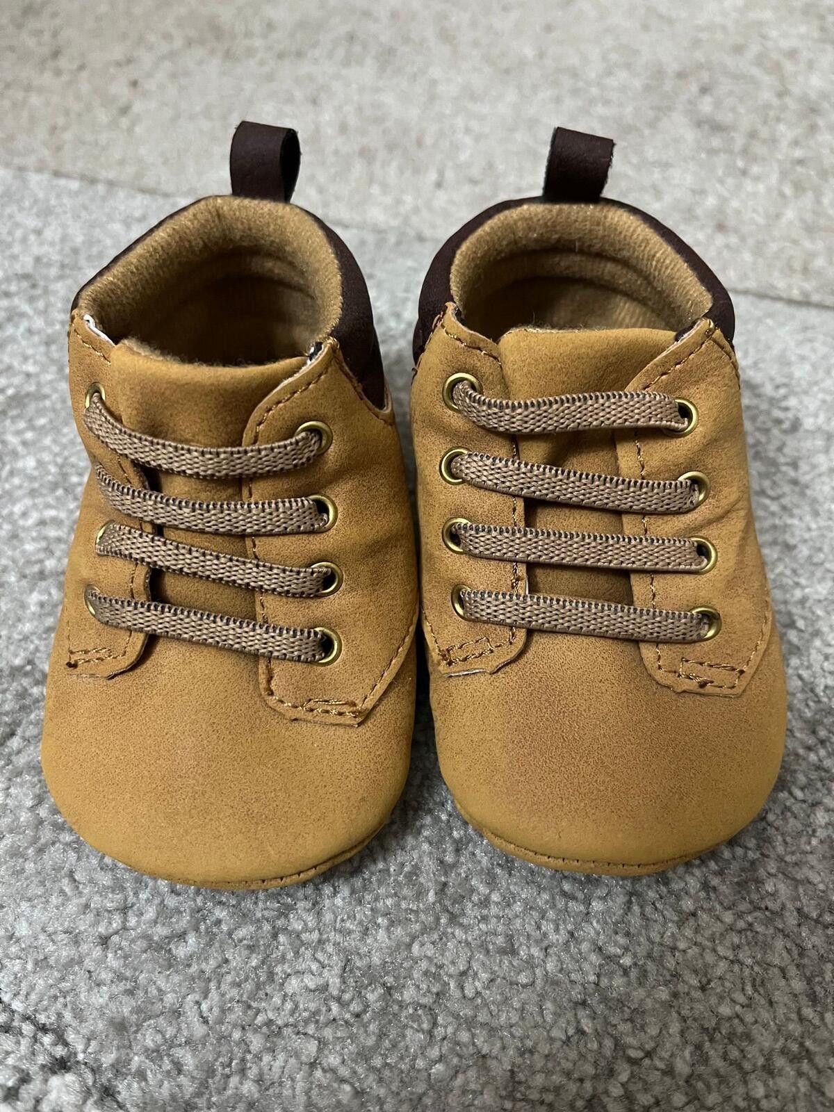 Other Baby Faux Leather Booties 3-6M Tan Lace Up Size ONE SIZE - 1 Thumbnail