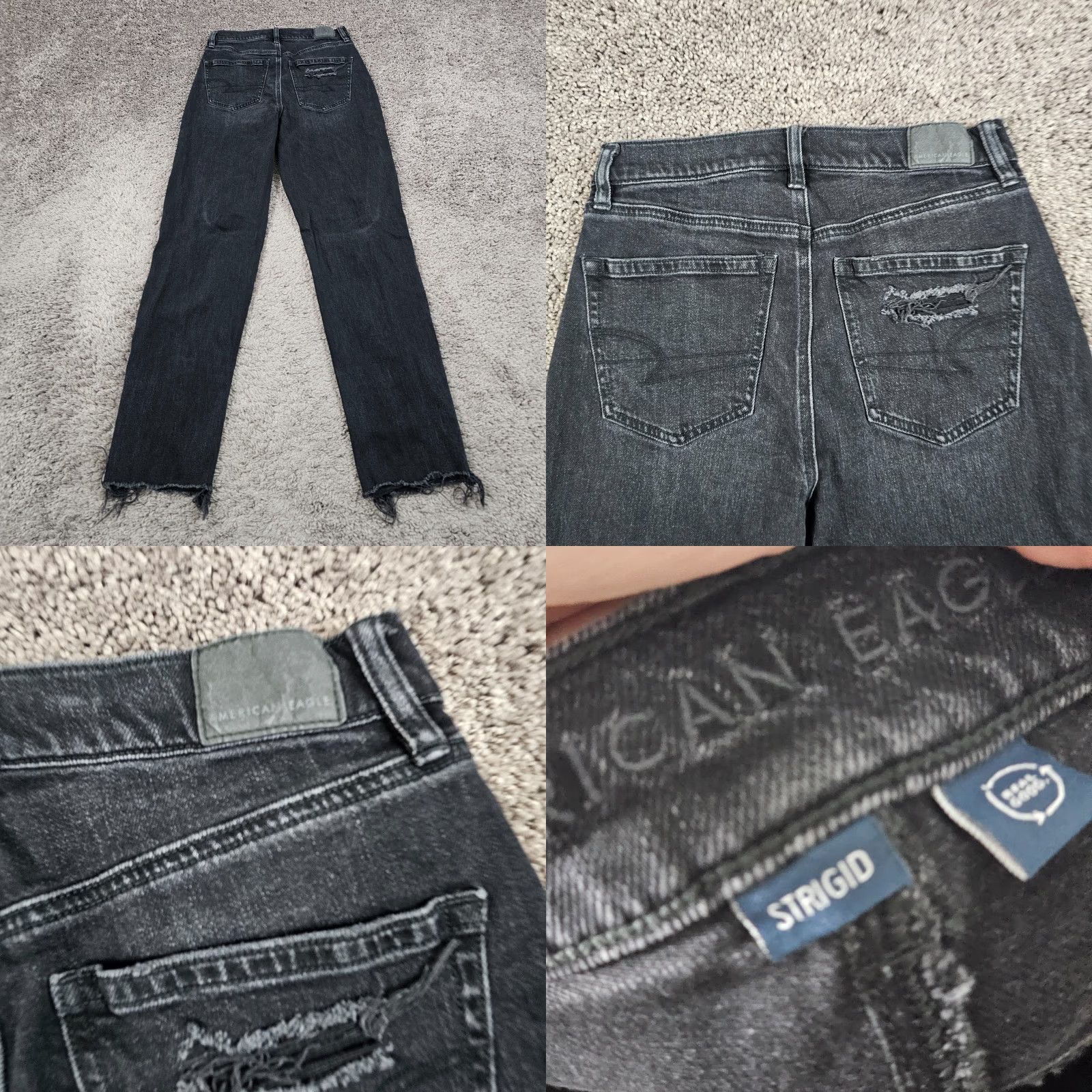 American Eagle Outfitters American Eagle Jeans Womens 0 High Rise Black Distressed Baggy 24x30 Grunge Size 25" / US 0 / IT 36 - 8 Thumbnail