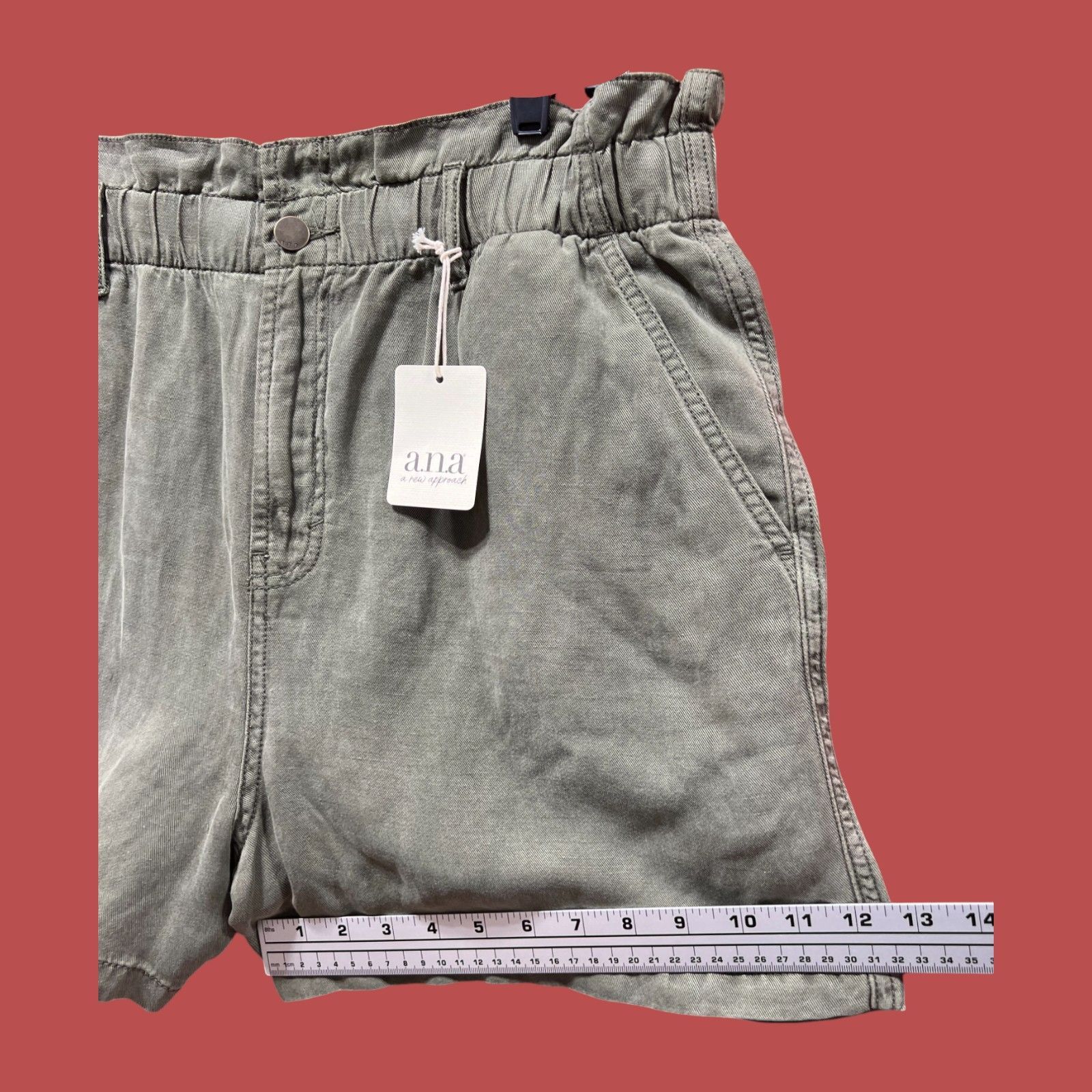 Other A.N.A - Women's High-Rise Linen Chino Short - Olive Green - Size 36" / US 14 / IT 50 - 9 Thumbnail
