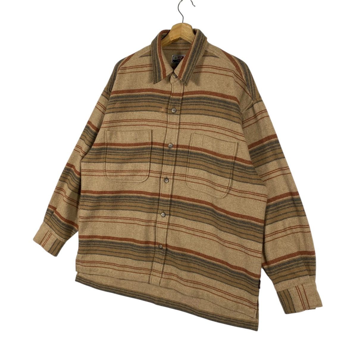 Designer × Nigel Cabourn × Vintage Vintage 90s Nigel Cabourn Wool Stripe Button Shirt L Size Size US L / EU 52-54 / 3 - 2 Thumbnail