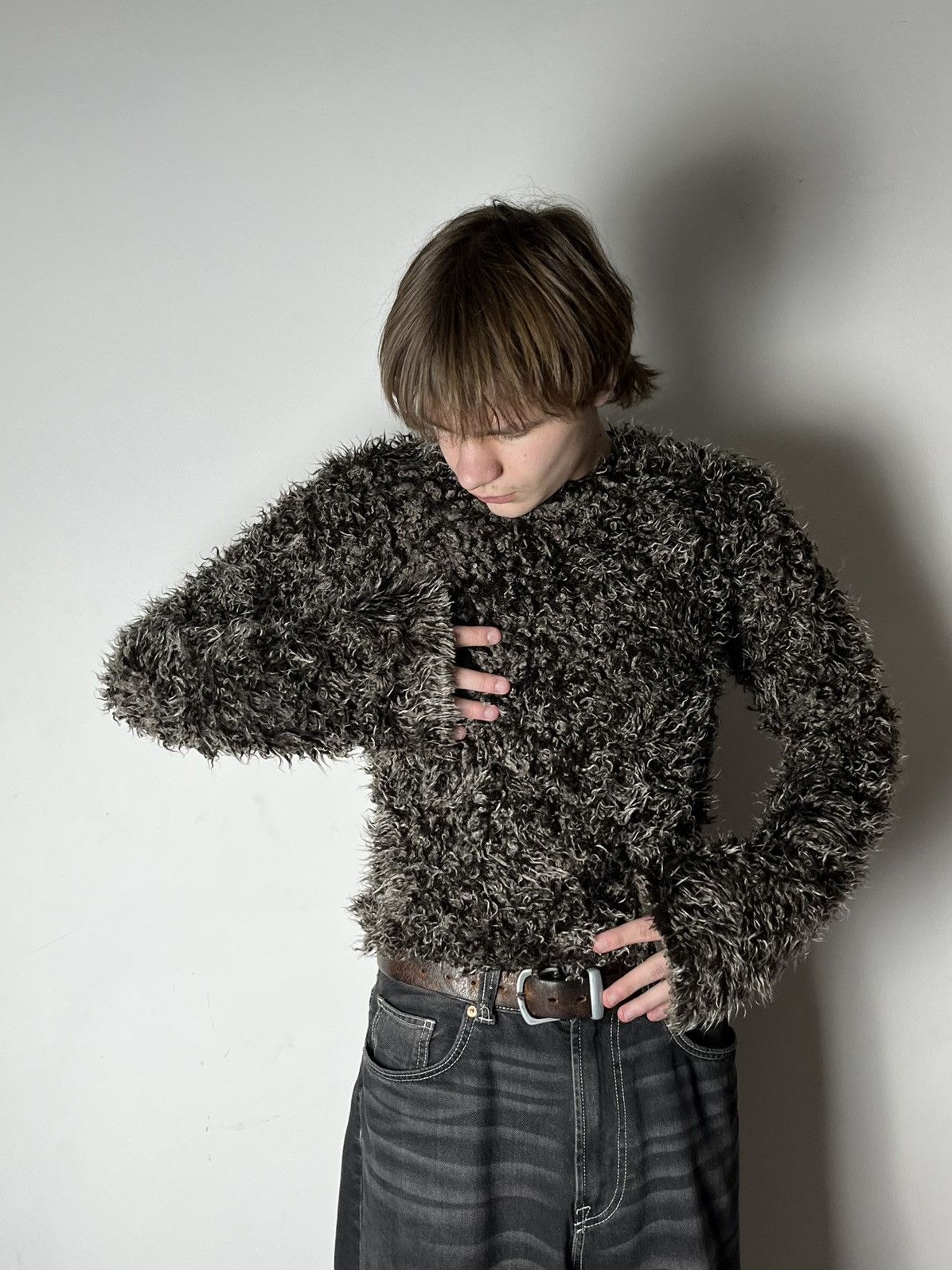 Pre-owned Hysteric Glamour X If Six Was Nine Mohair Issey Miyake Lgb Vibe Fur Cropped Fuzzy Sweater Y2k In Black