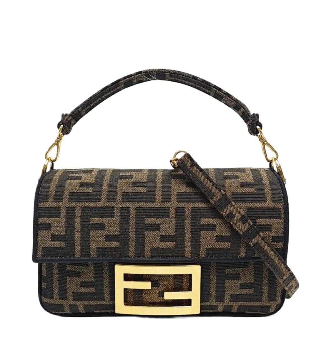Fendi FENDI Baguette mini brown fabric doubleF jacquard baguette bag shoulder bag hand Size ONE SIZE - 1 Thumbnail